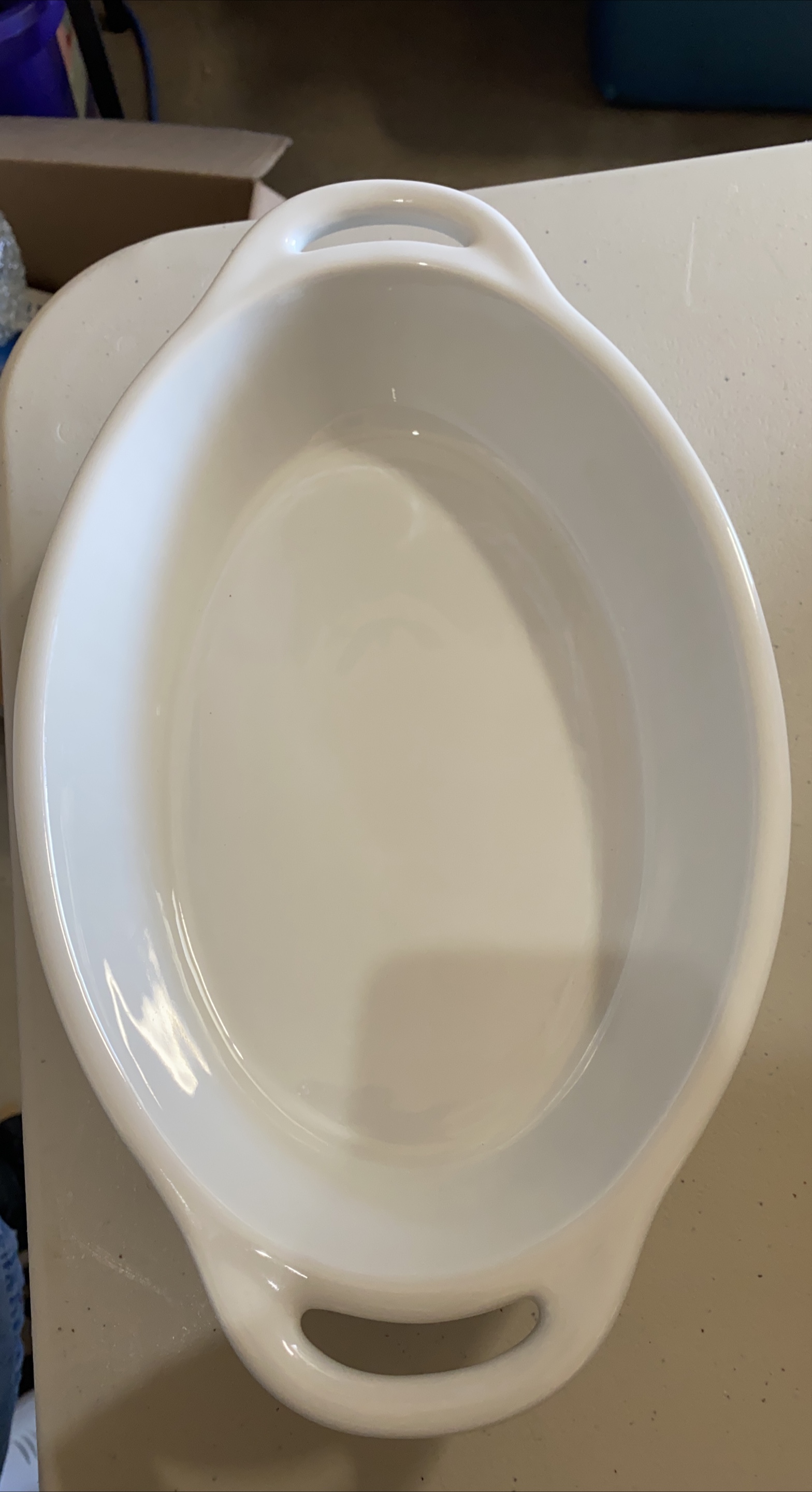 “Home Discovery” White Oval Baking Dish with Handles thumbnail