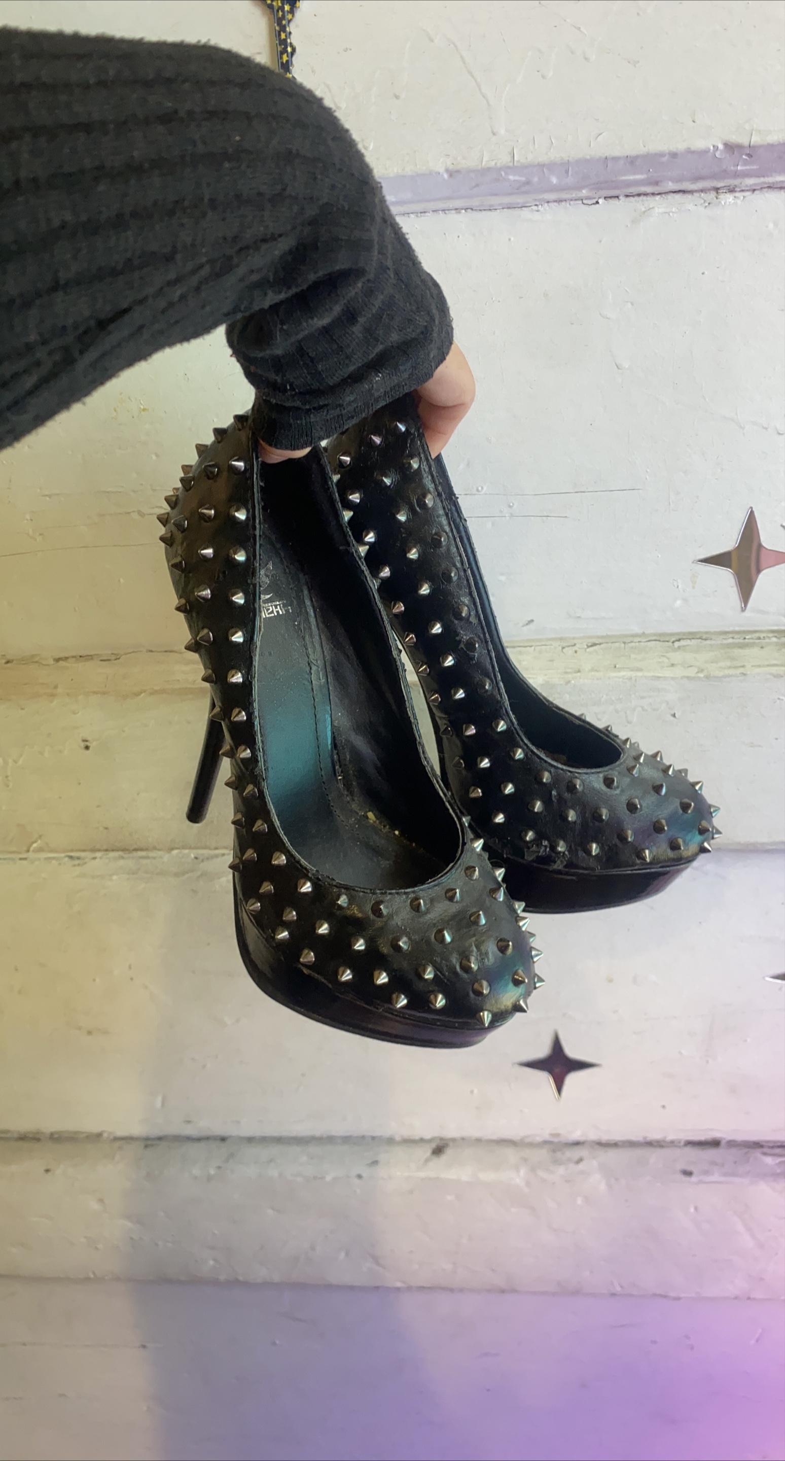Spiked Black Heels
