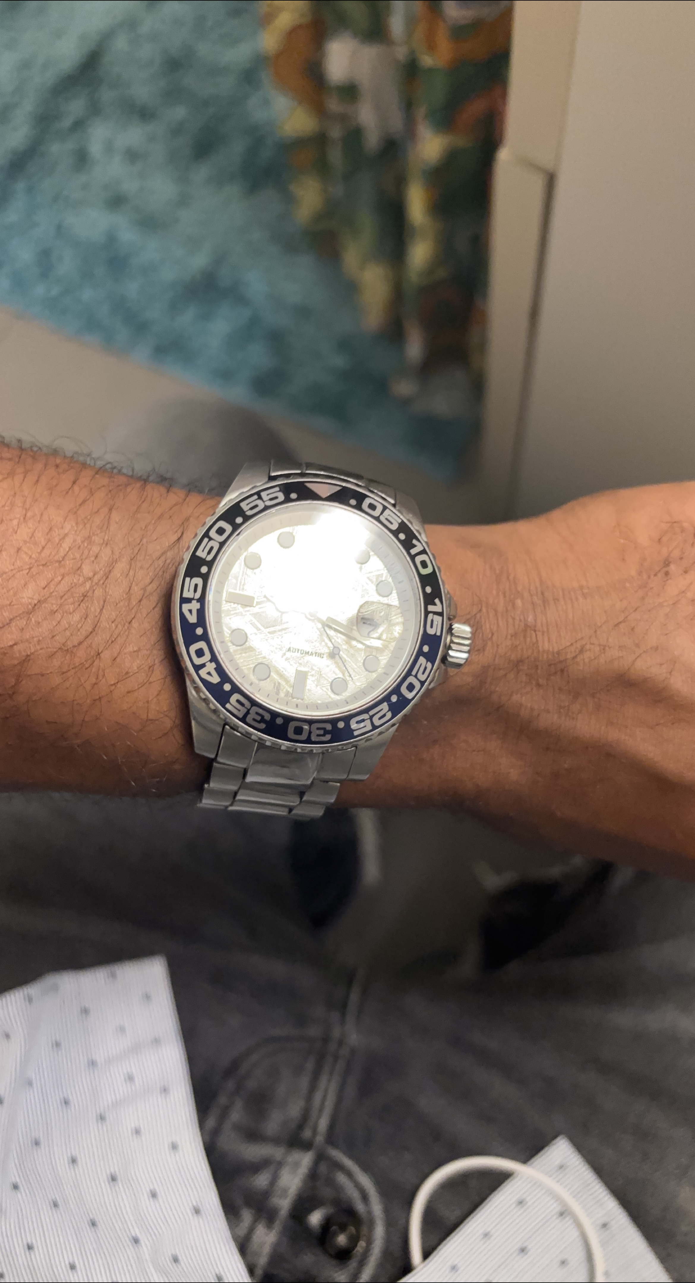Men's Automatic Watch - Silver & Blue thumbnail