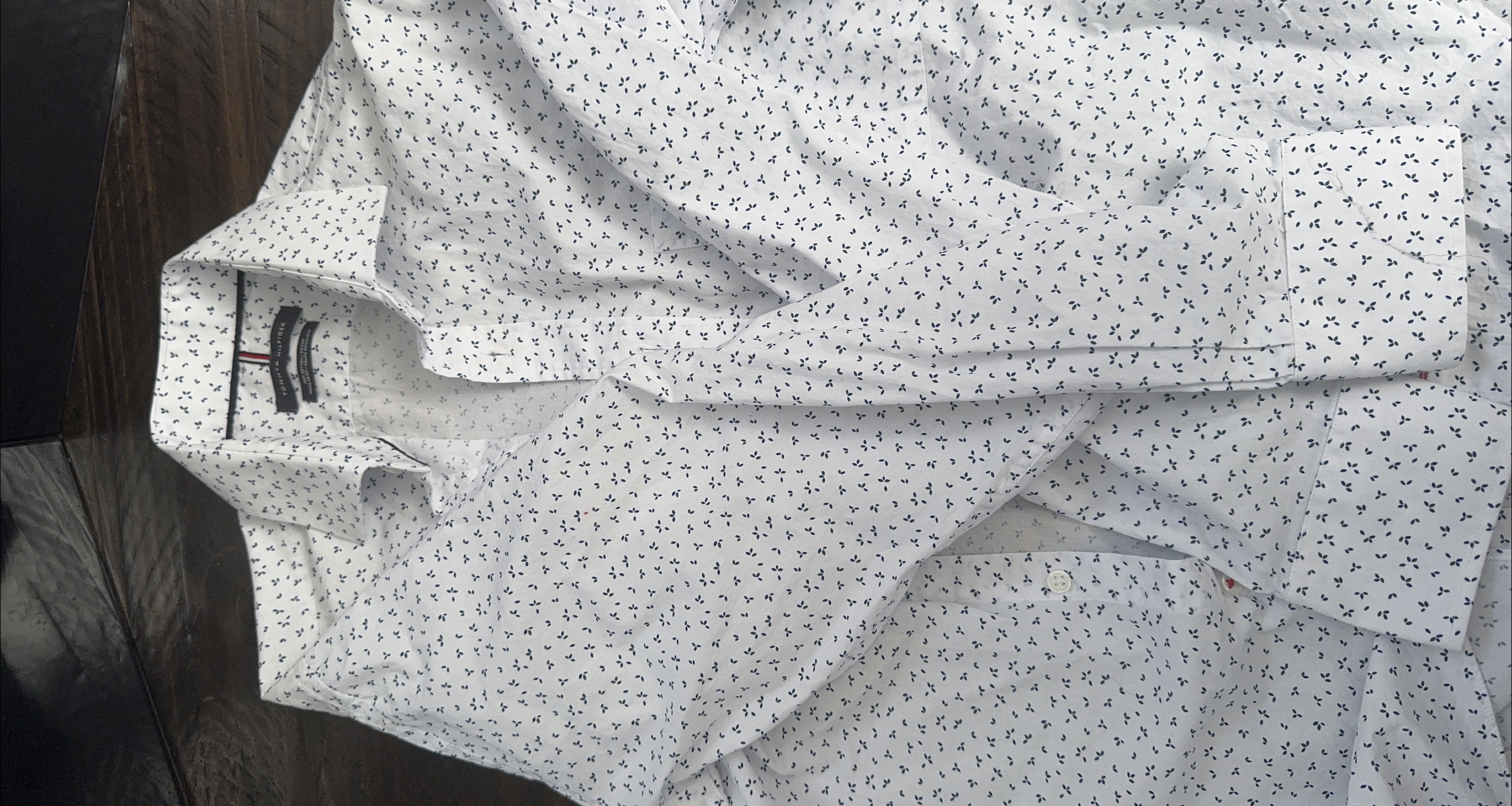 Tommy Hilfiger White Patterned Shirt, Size M thumbnail