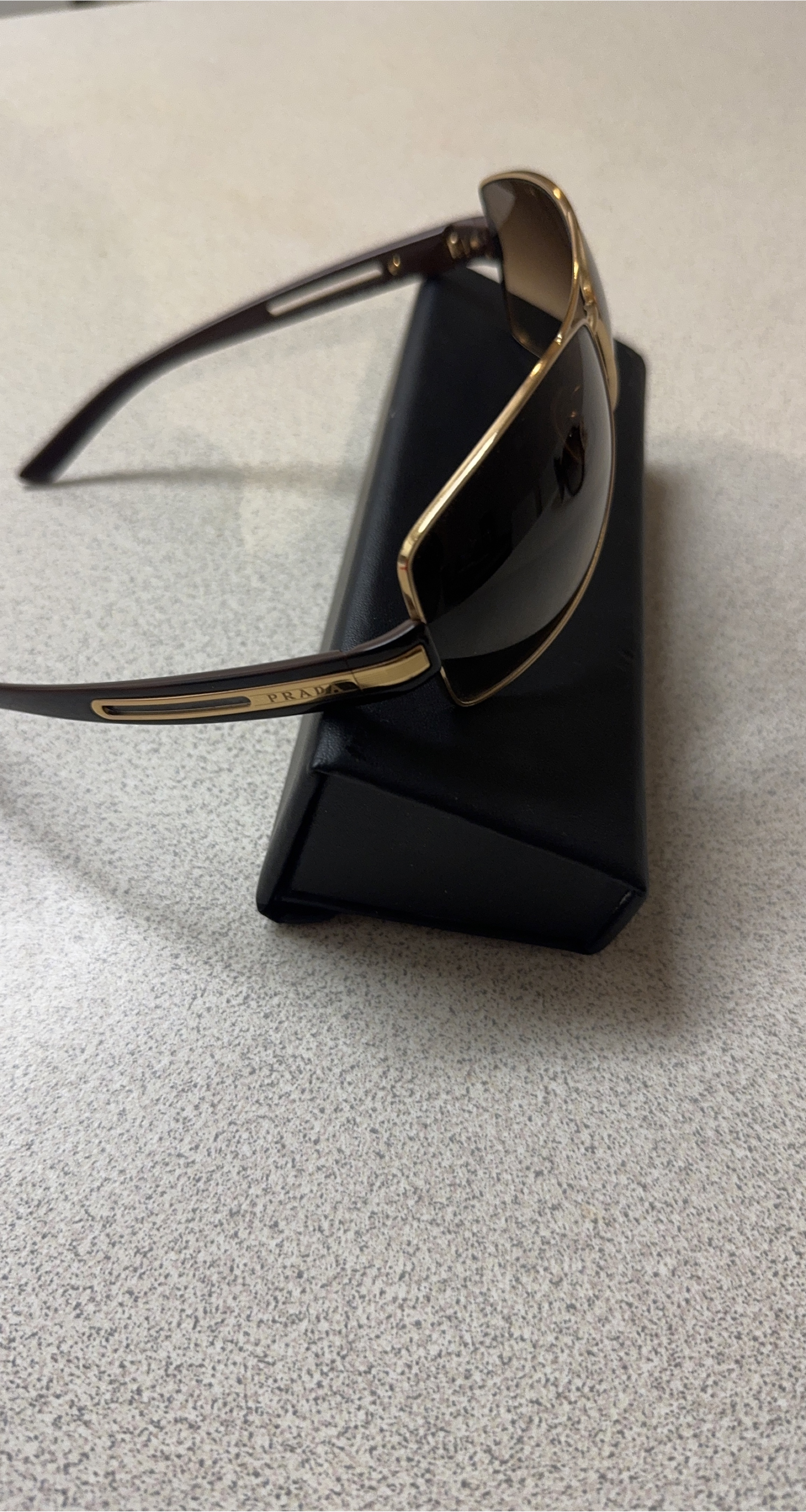 Prada Brown & Gold Sunglasses