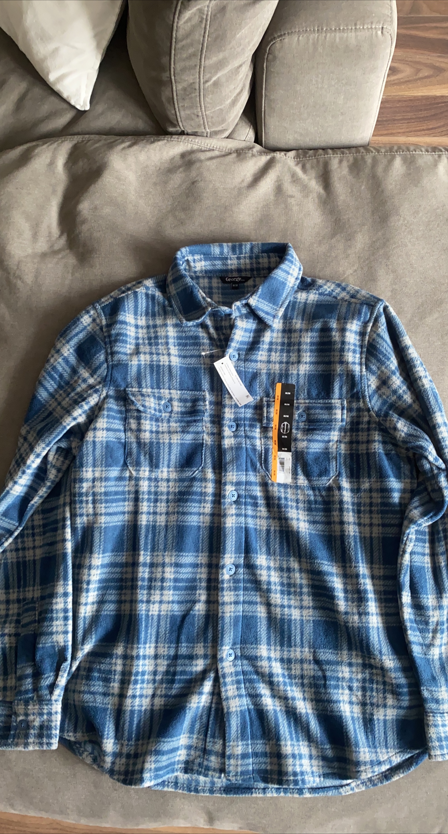 George Blue Plaid Flannel Shirt - Size M thumbnail