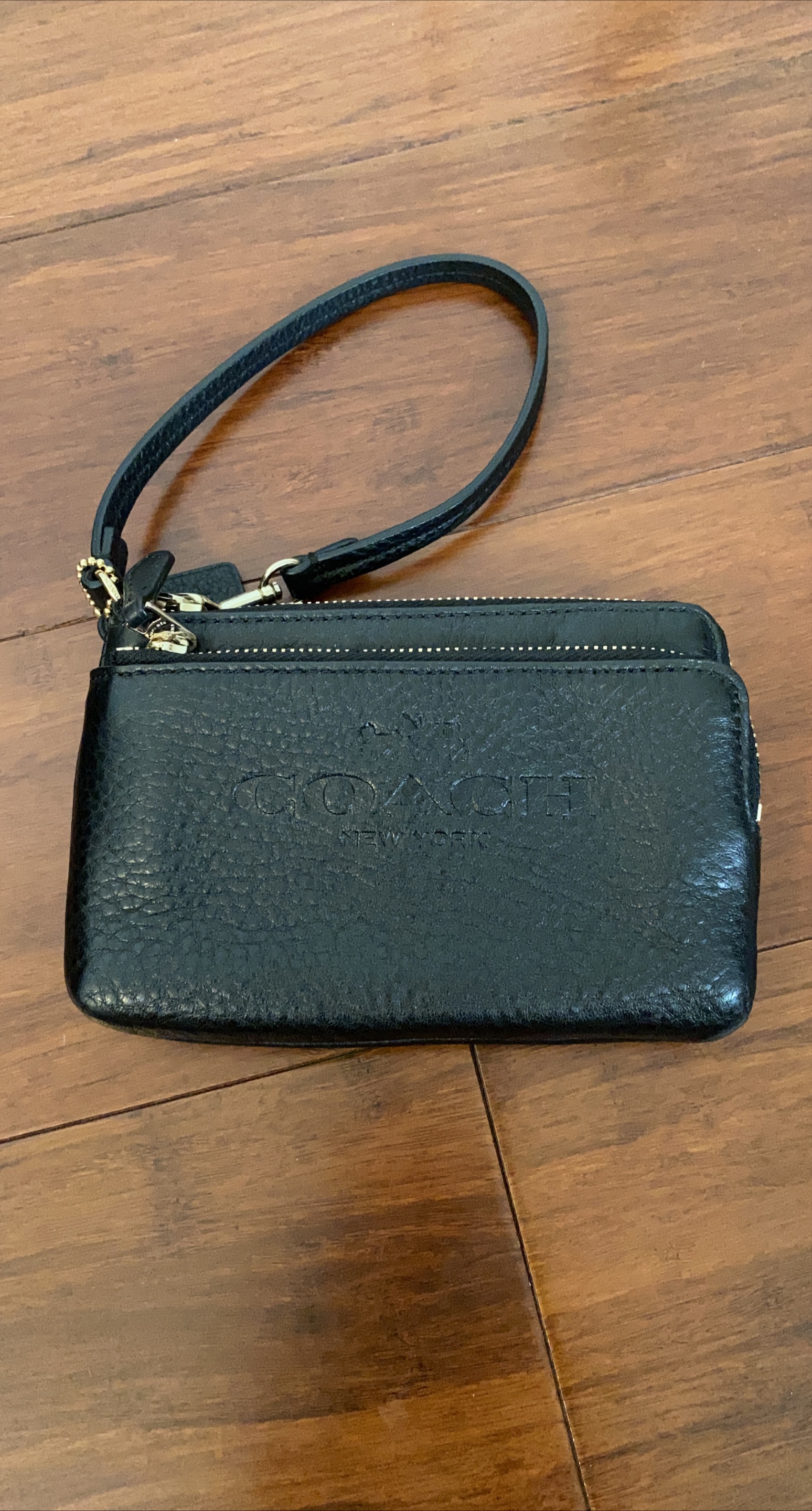Coach Black Leather Wristlet - Like New thumbnail