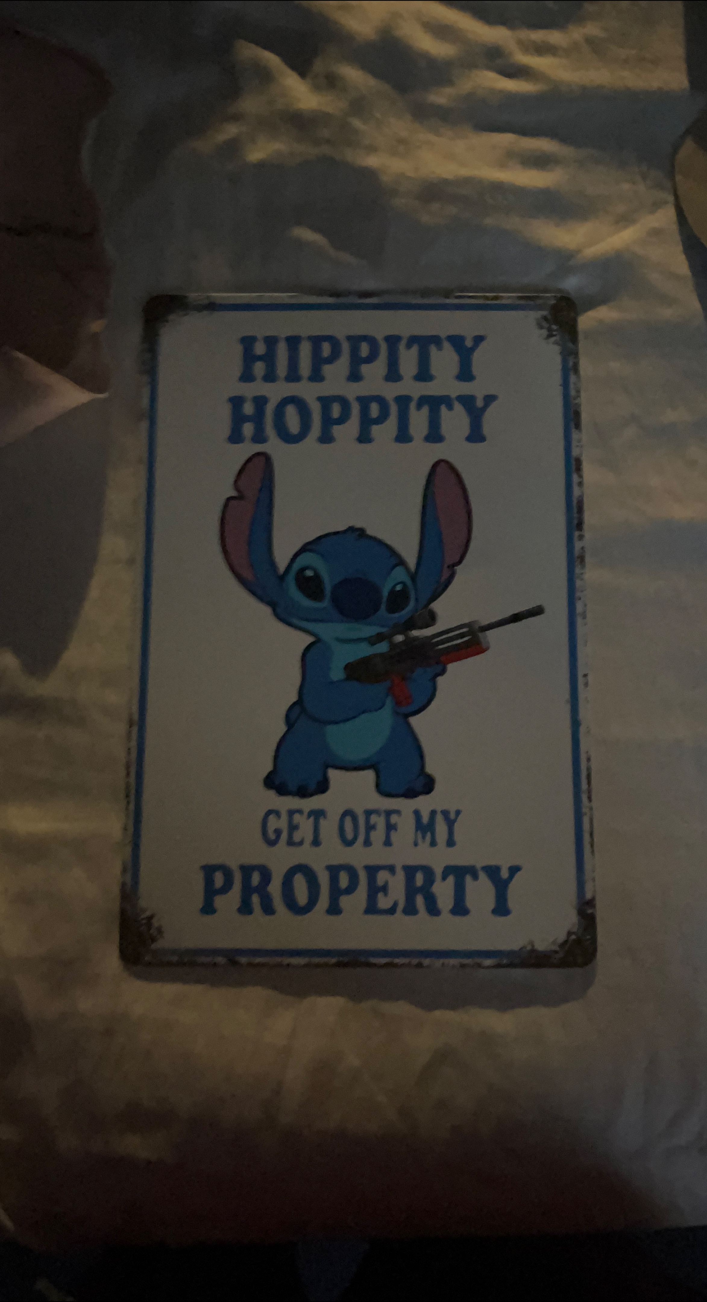 Stitch Hippity Hoppity Get Off My Property Sign