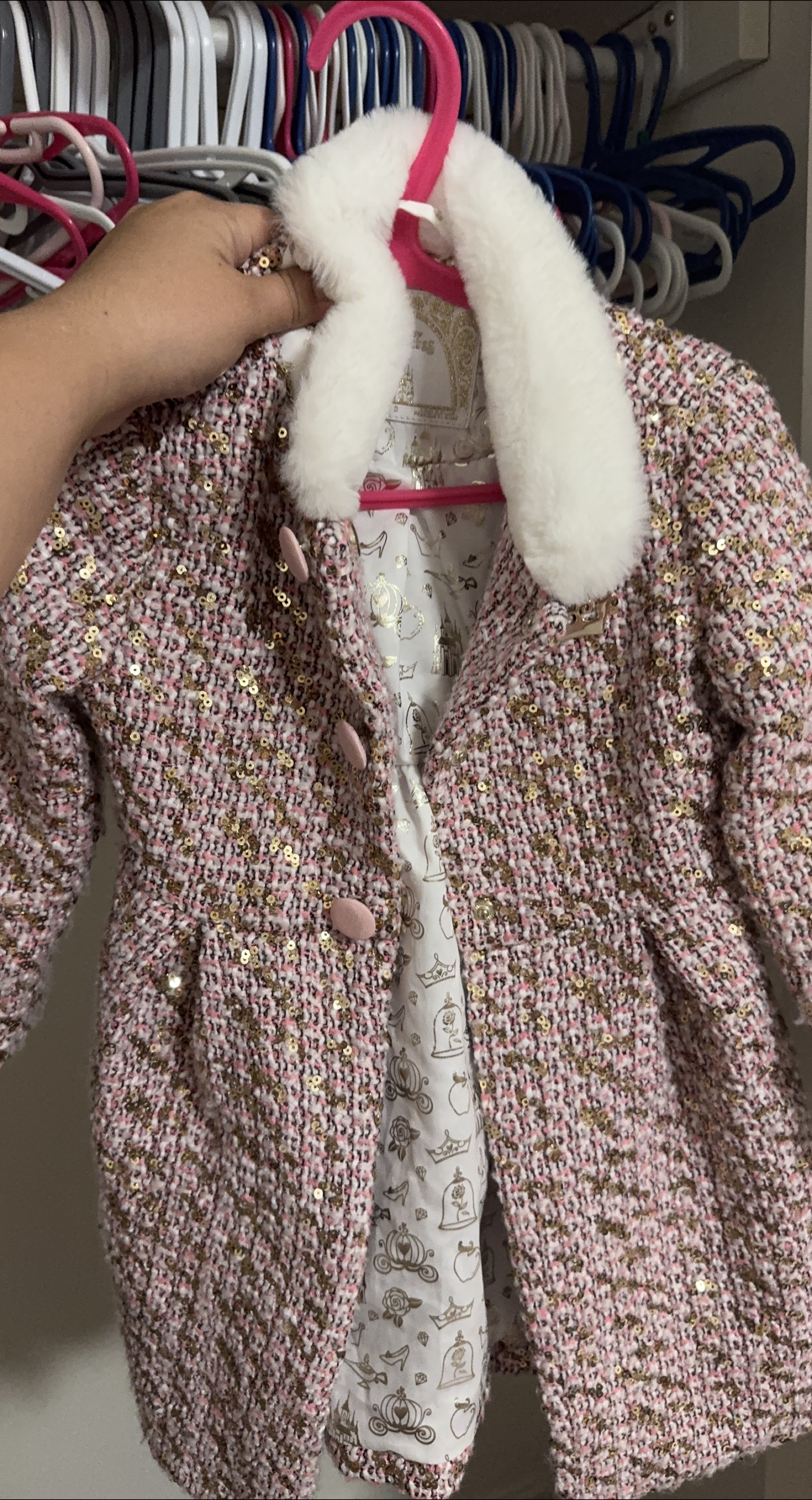 Pink Tweed Baby Coat with Fur Collar (3T) thumbnail