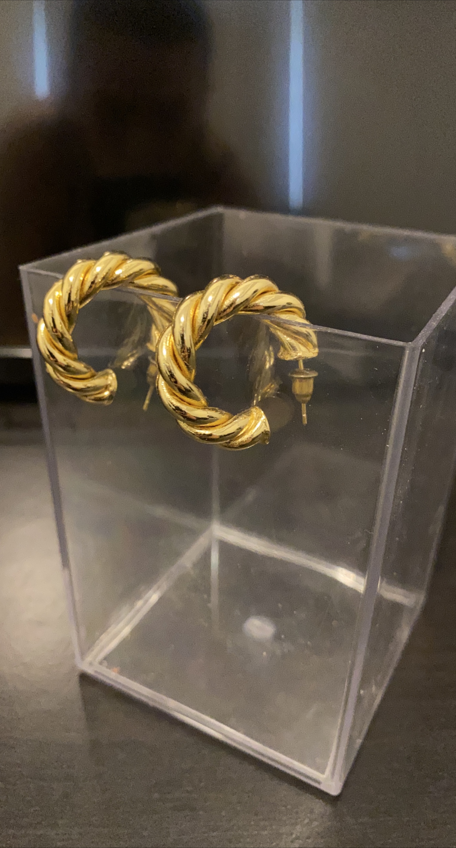 Gold Twisted Hoop Earrings thumbnail