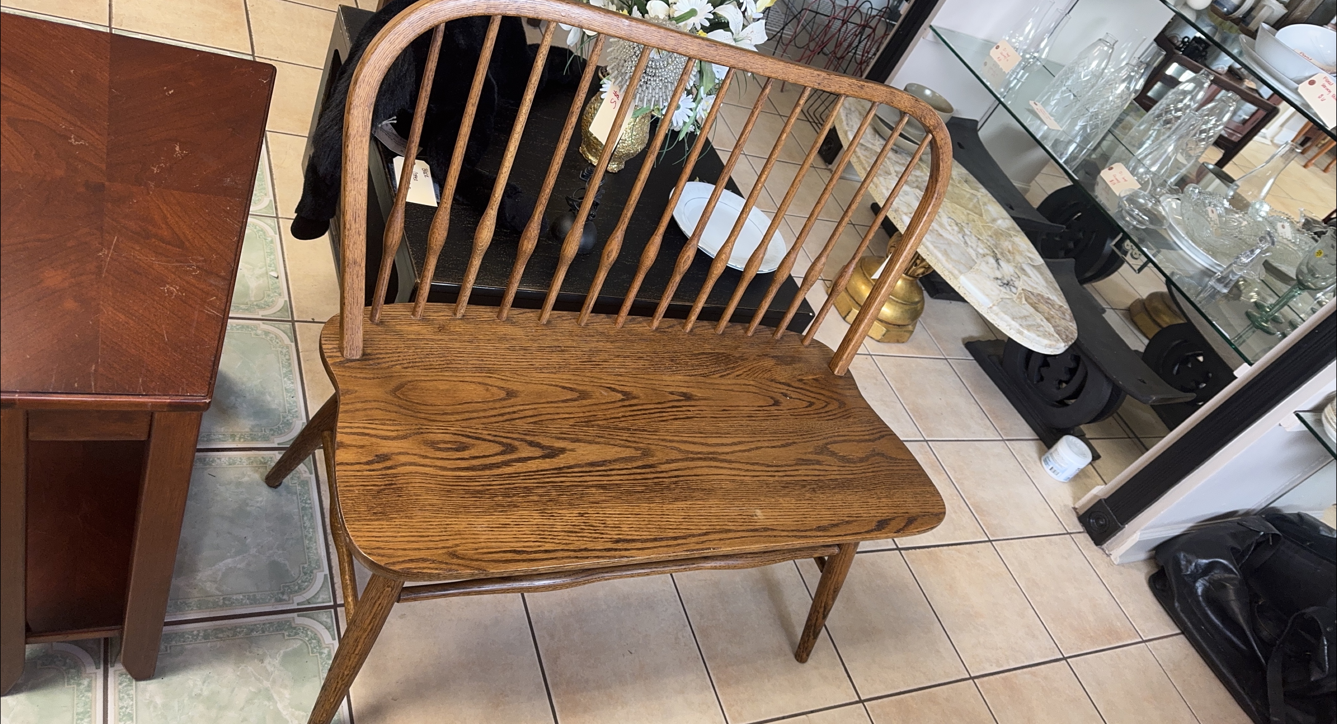 Wooden Spindle Back Bench - Great Condition! thumbnail