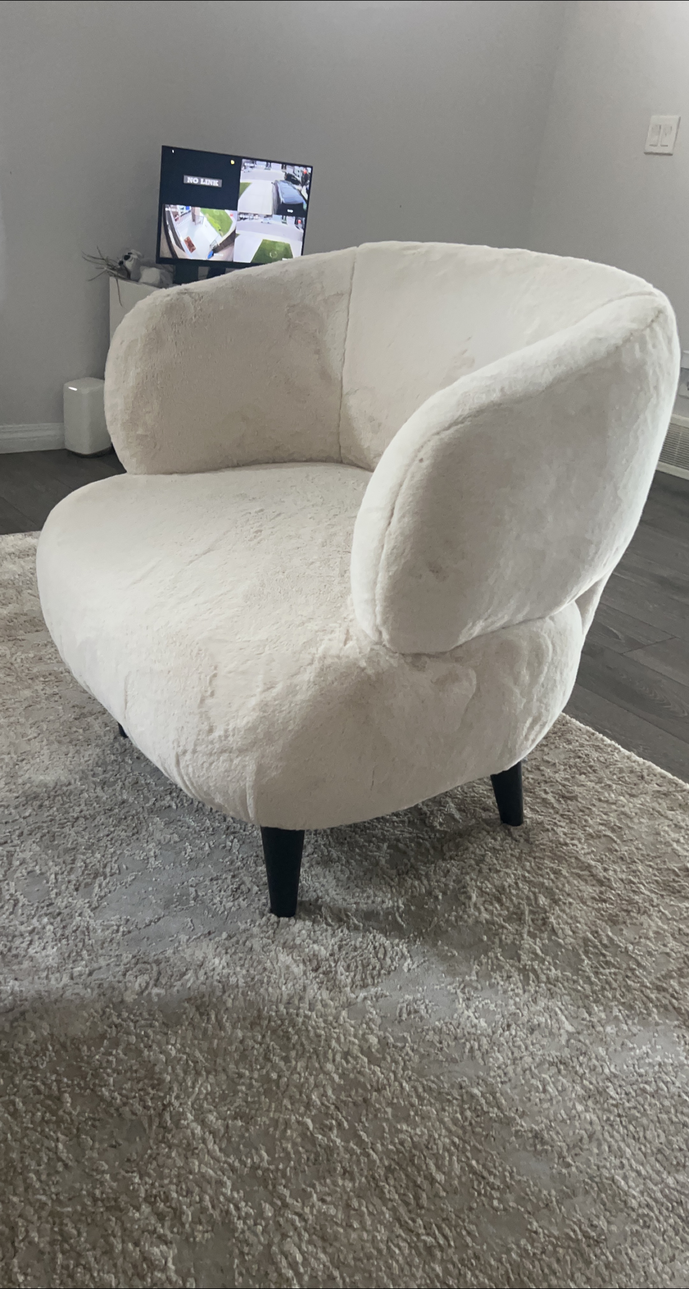 Cream Faux Fur Accent Chair