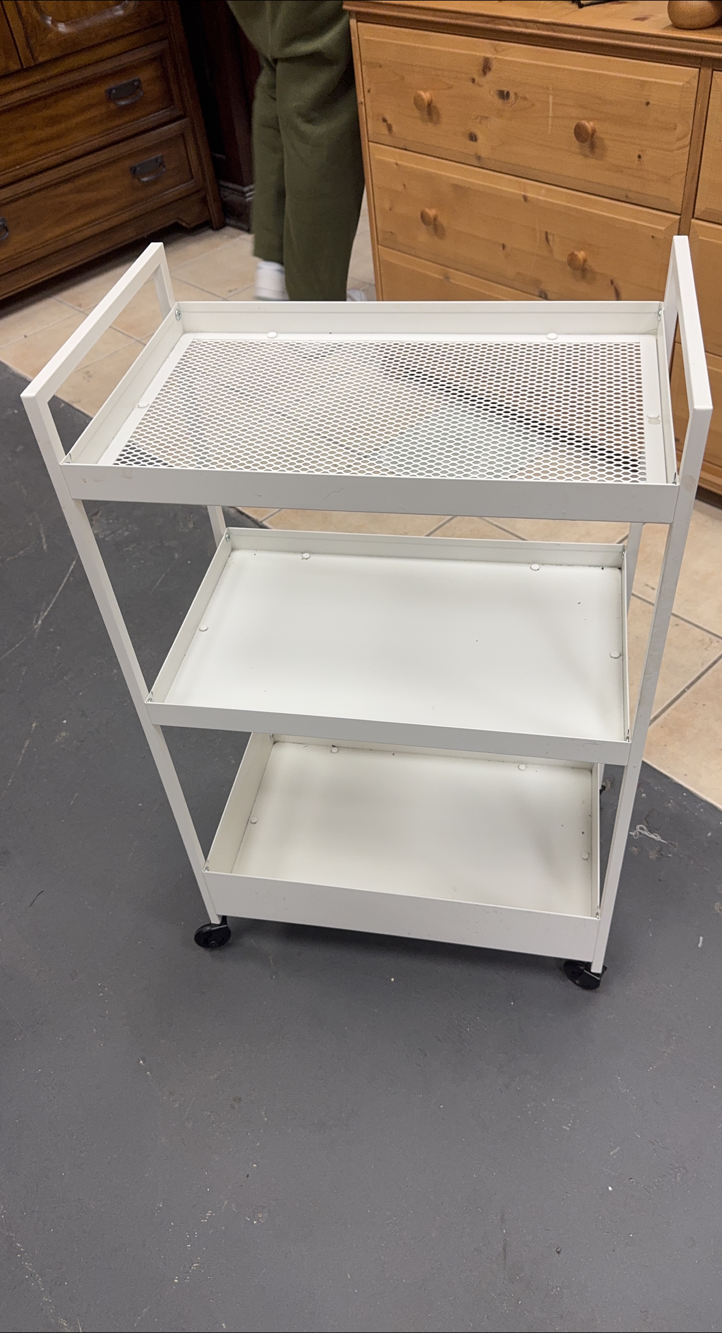White Metal Rolling Cart - 3 Tier thumbnail