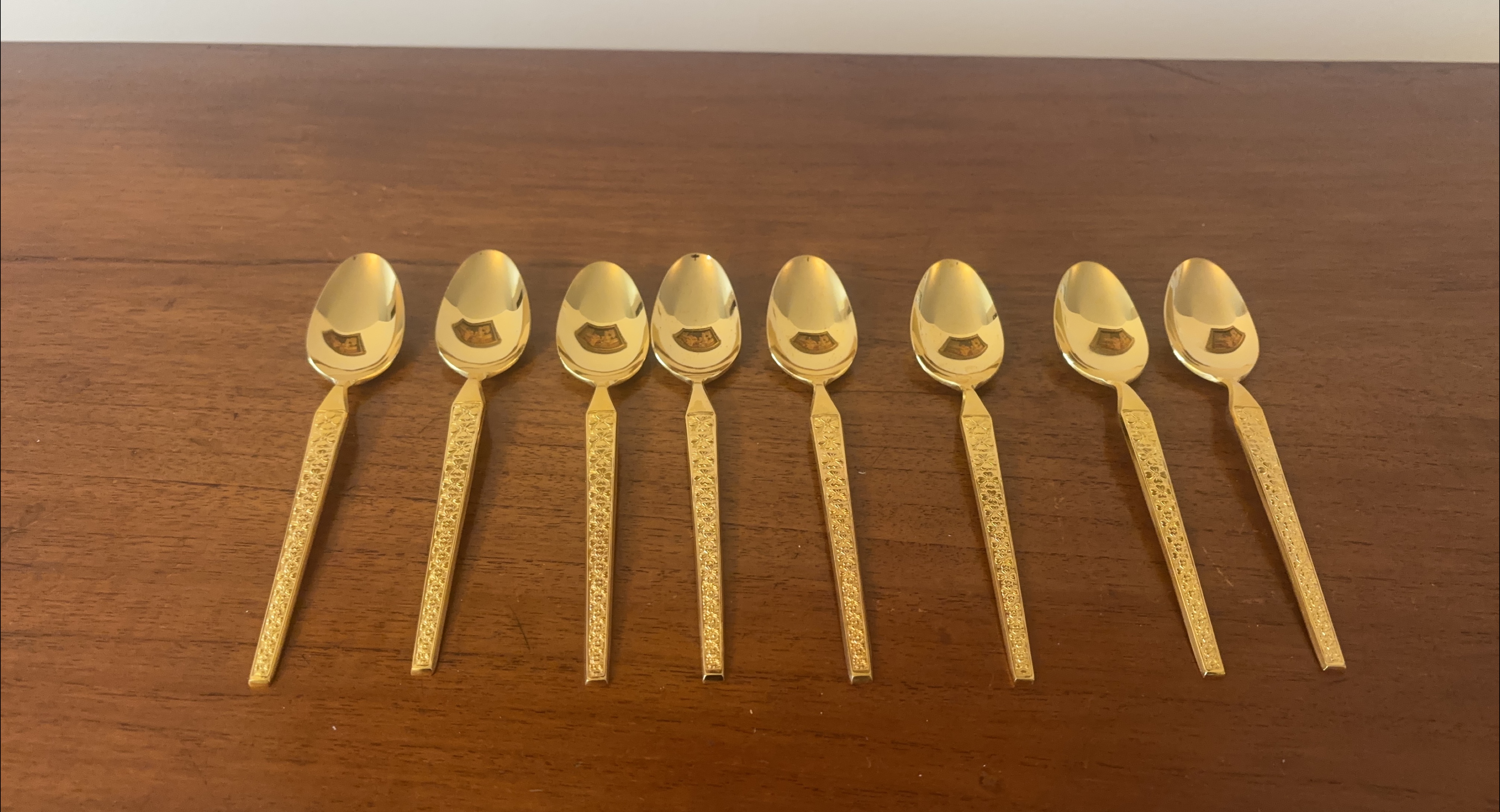 Vintage Cosmos Stainless Japan Gold Dessert  Spoons thumbnail