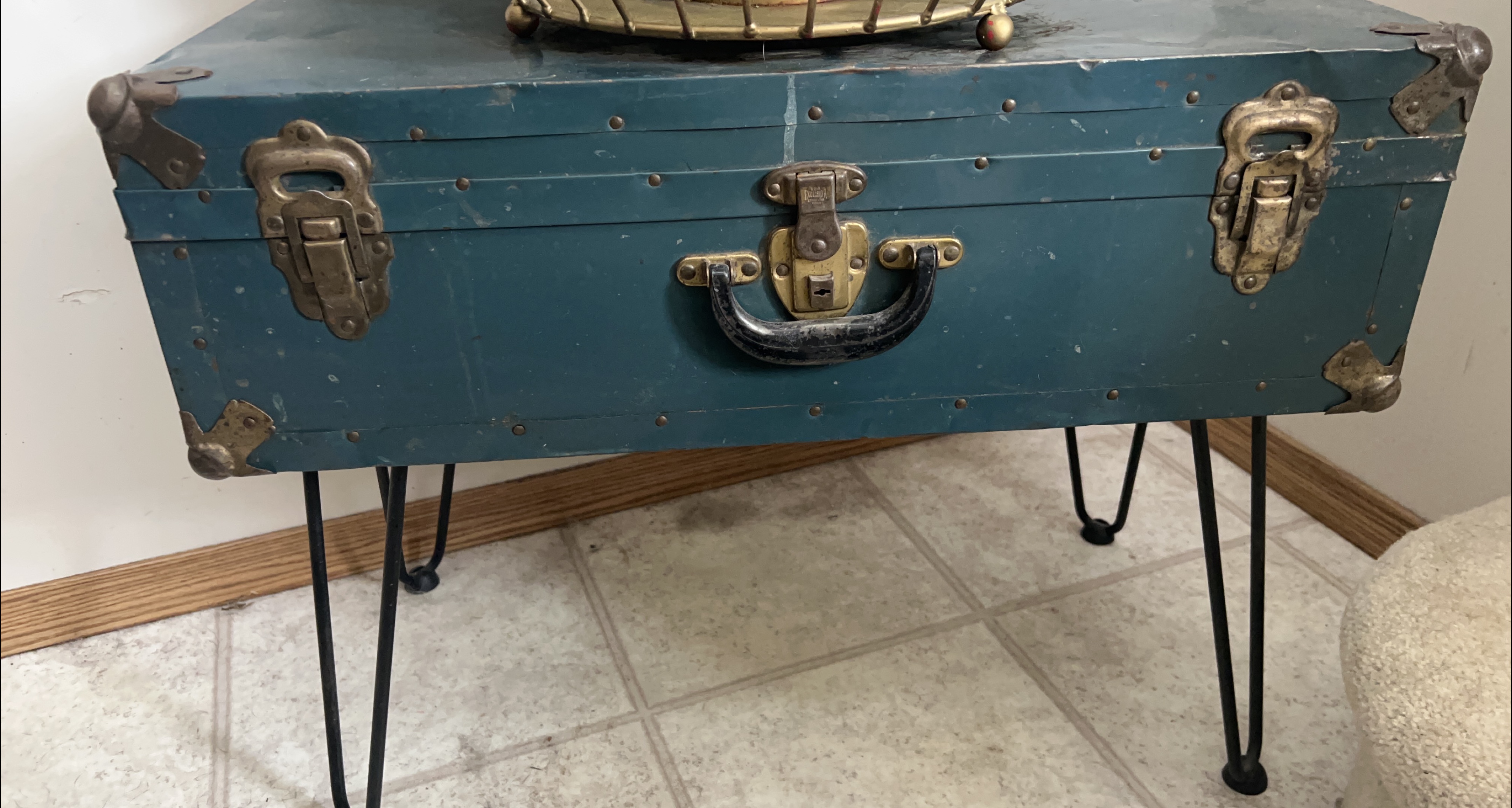 Vintage Blue Trunk Table thumbnail