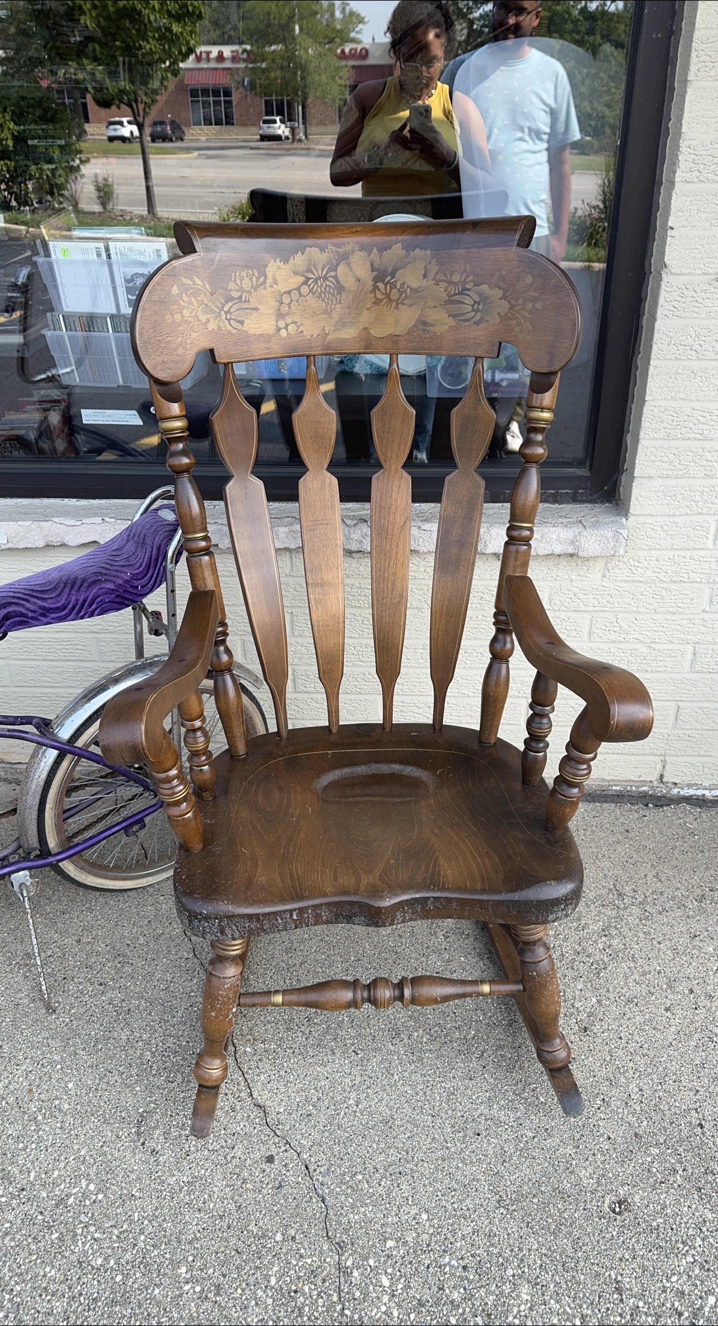 Vintage Brown Wooden Rocking Chair thumbnail