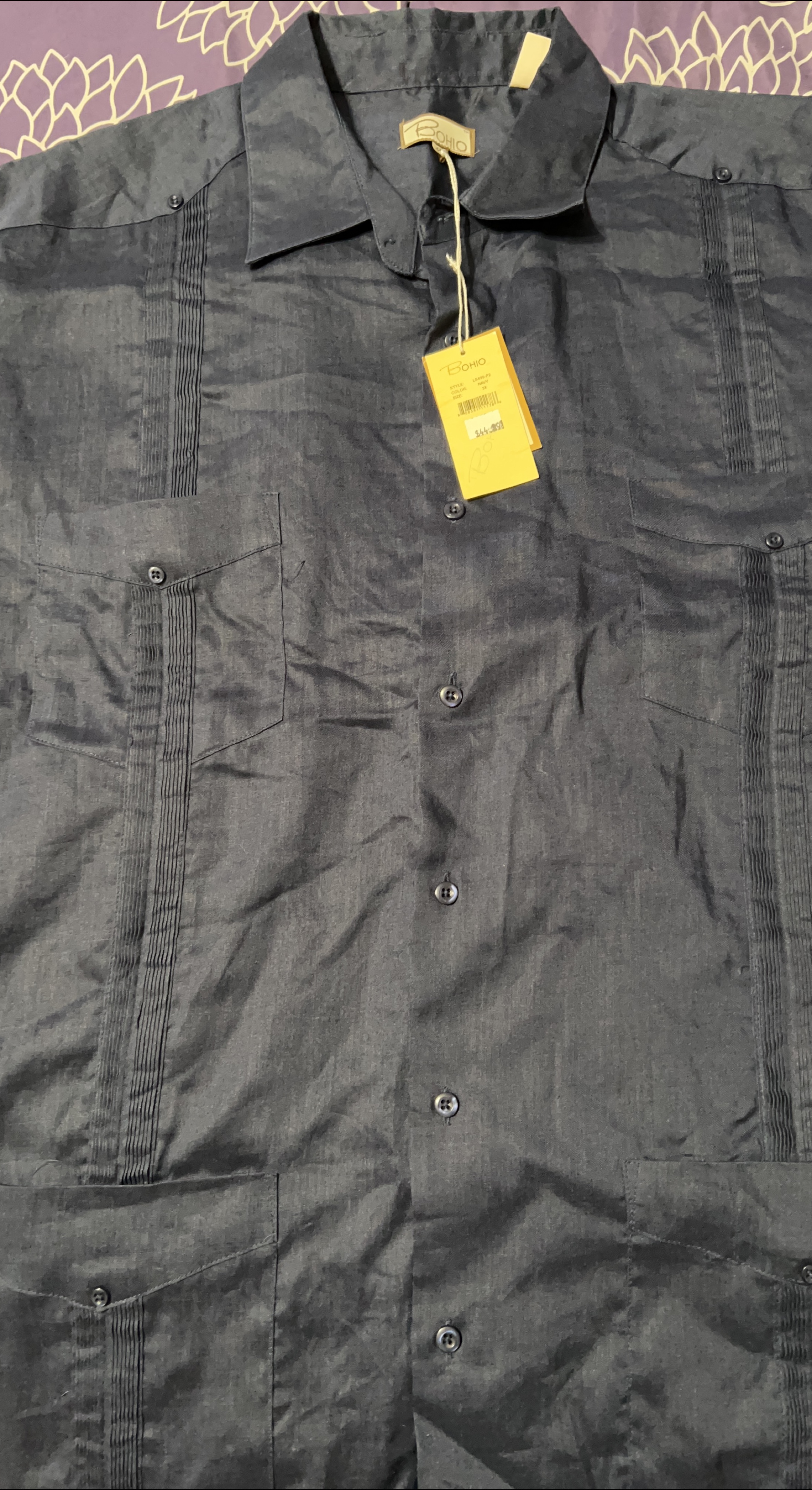 New Boho Navy Blue Men's Shirt thumbnail