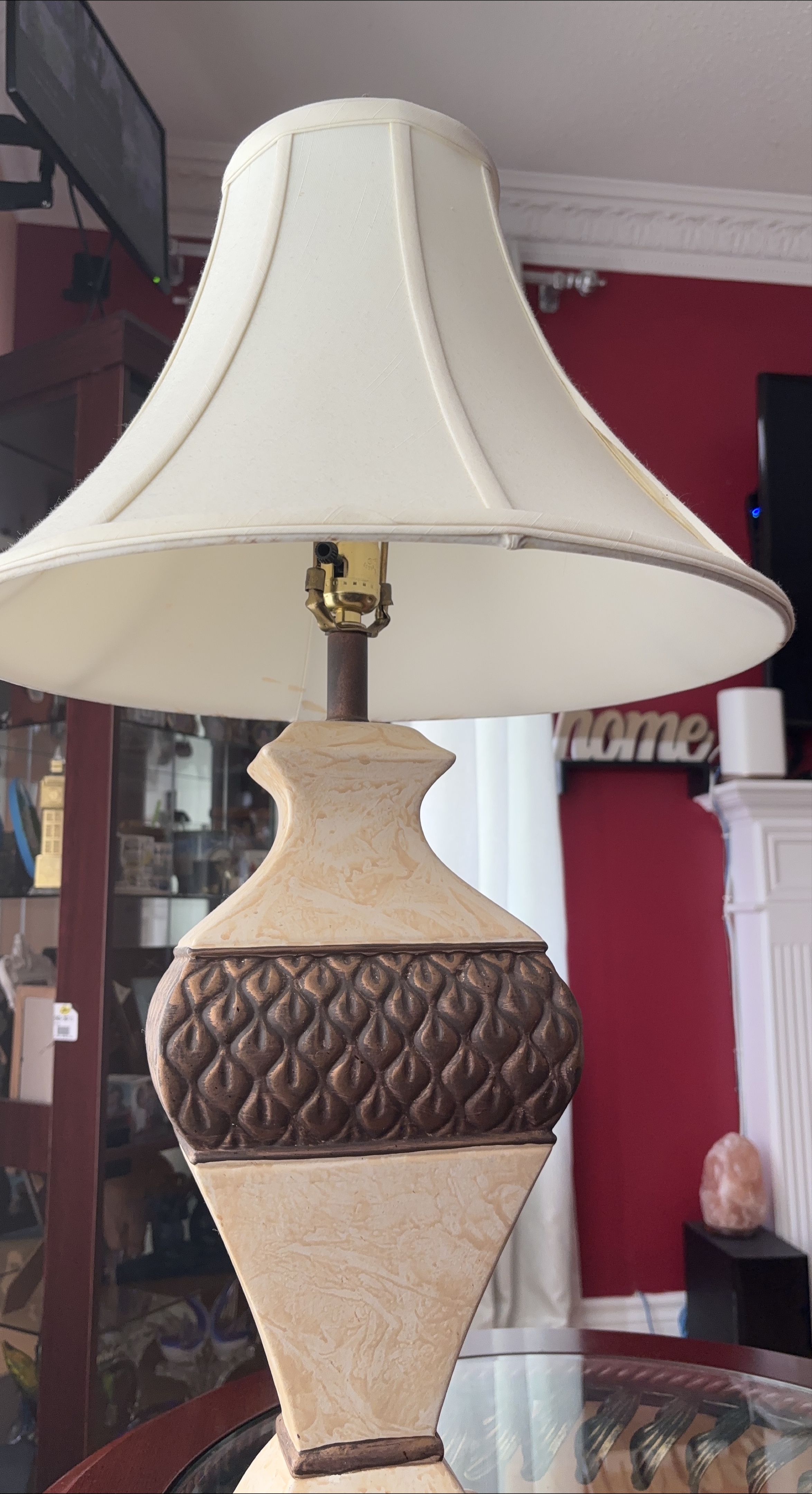 Decorative Table Lamp with Cream Shade thumbnail
