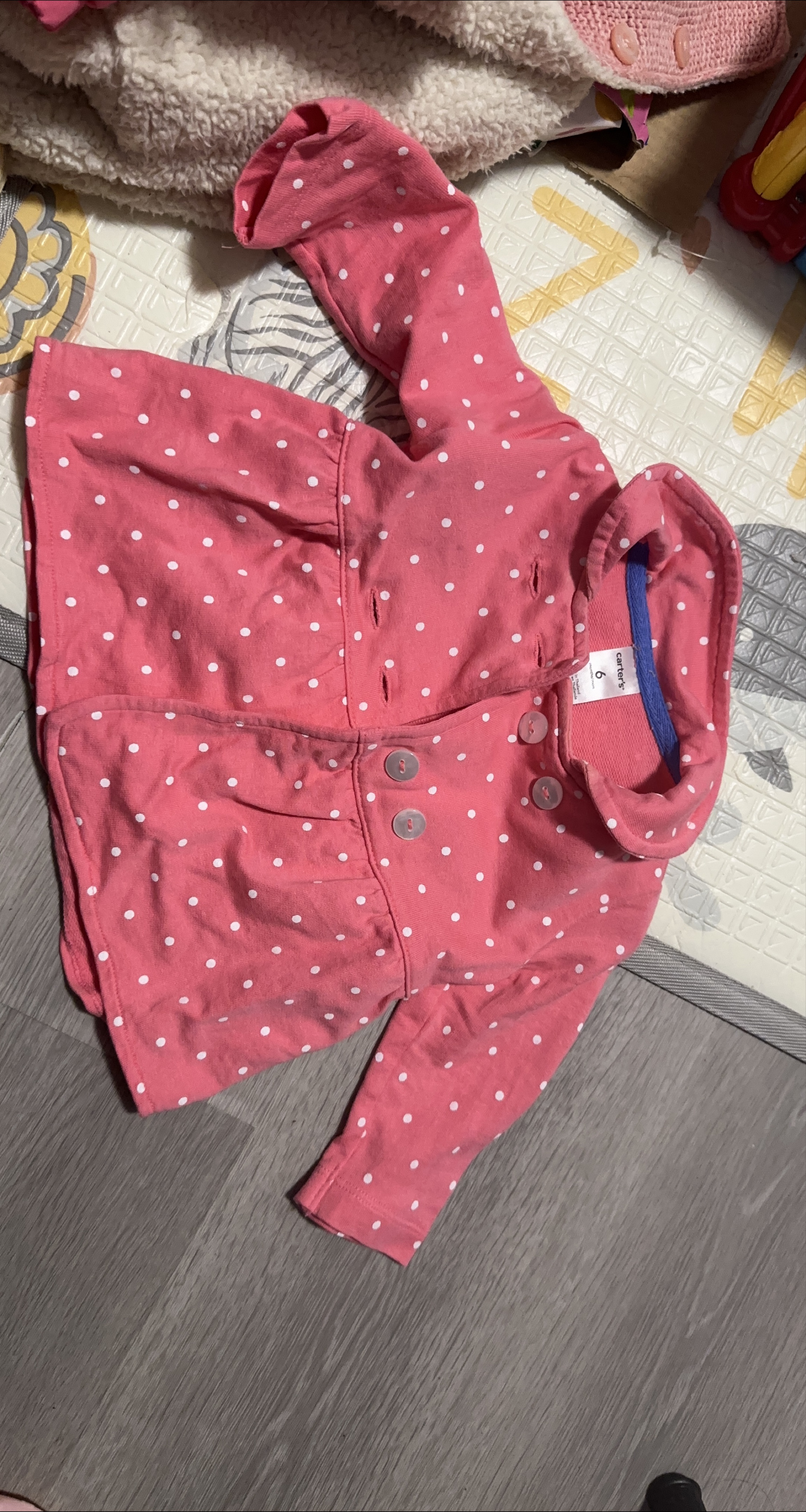 Carter's Pink Polka Dot Jacket - Size 6 Months thumbnail
