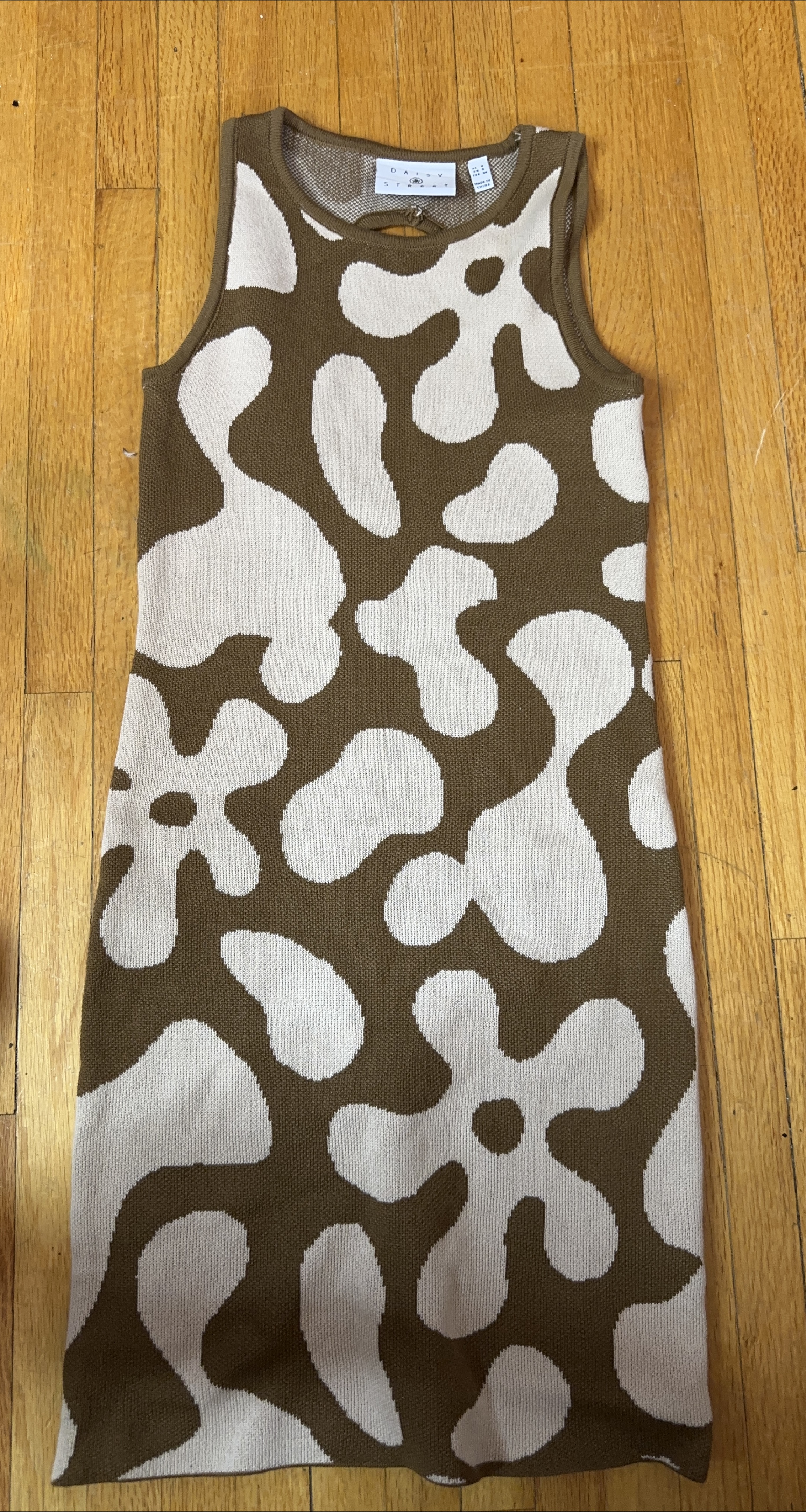 Daisy Street Brown & White Print Dress - Size S thumbnail