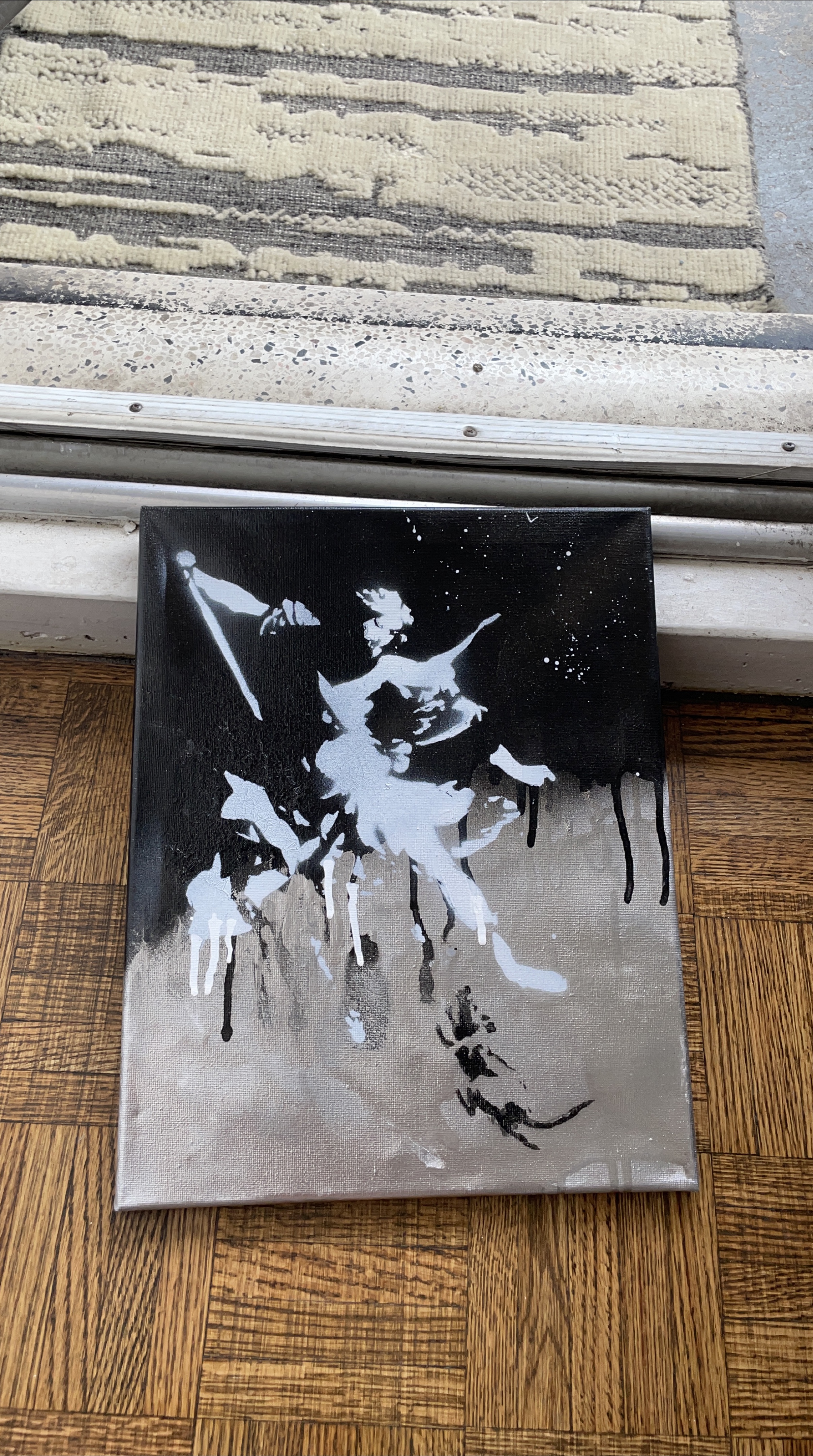 Abstract Art Canvas - Black & Silver thumbnail