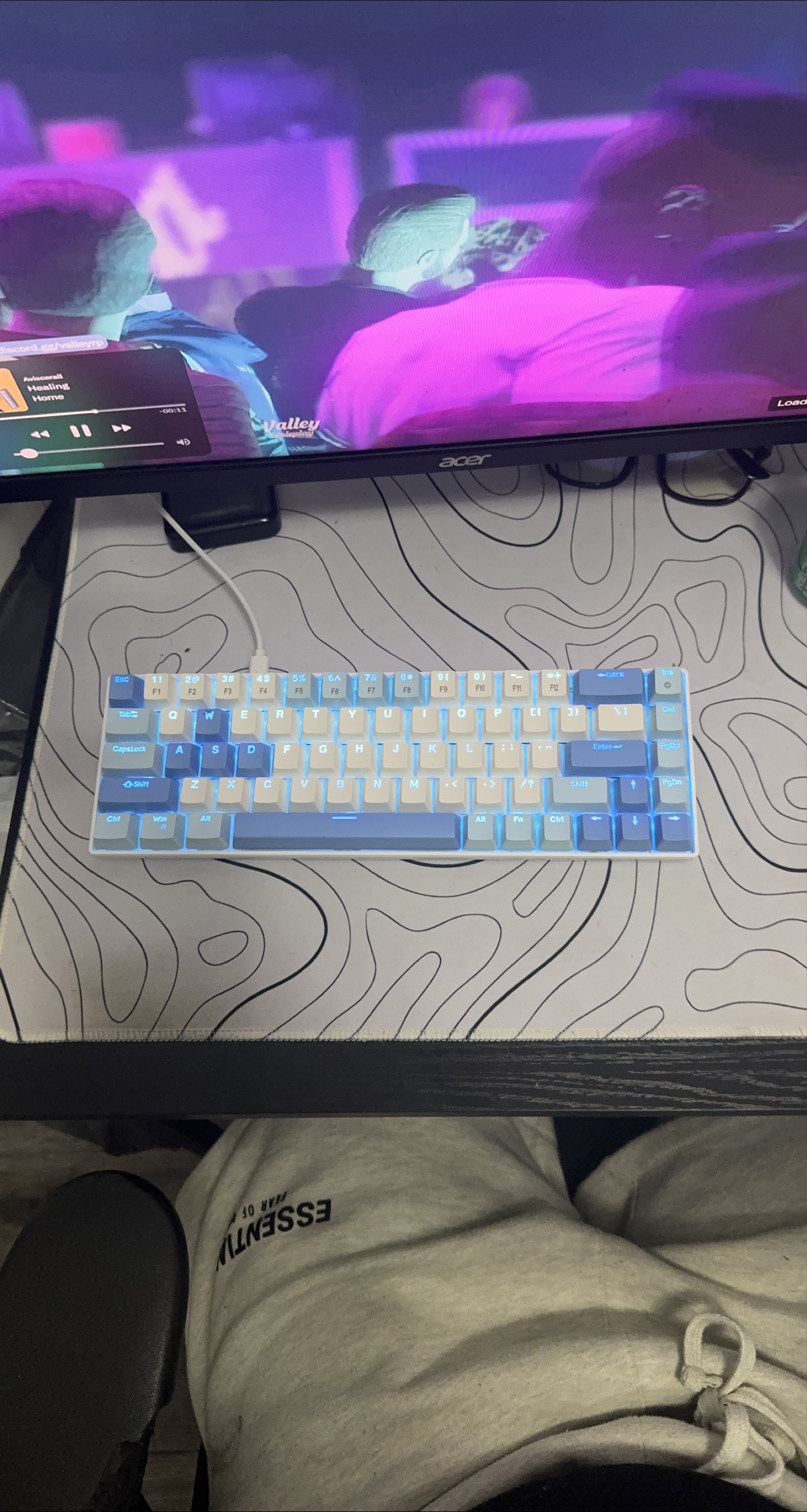 60% Mechanical Keyboard - White and Blue