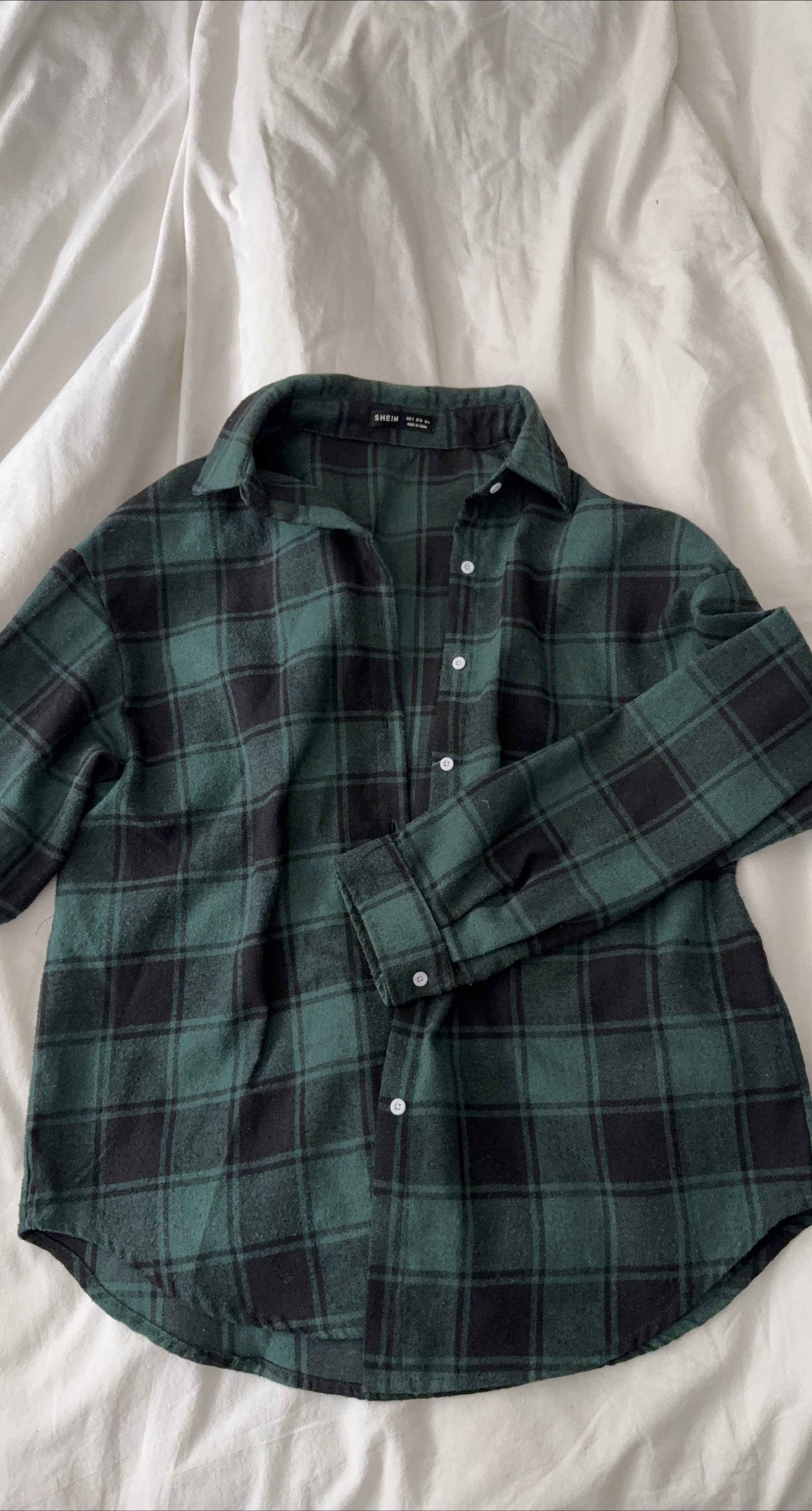 Shein Green Plaid Flannel Shirt thumbnail