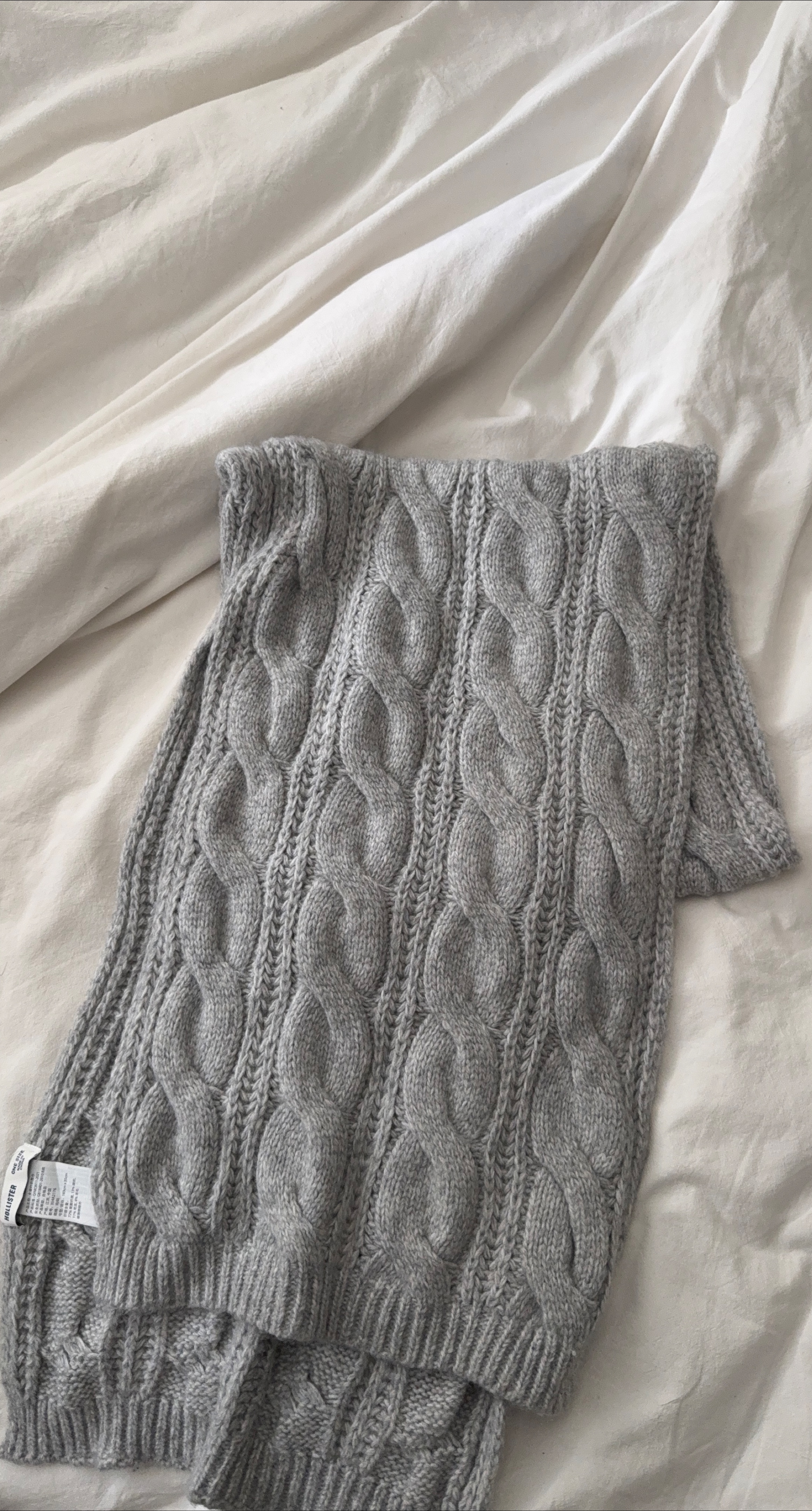 Hollister Grey Cable Knit Scarf - One Size thumbnail