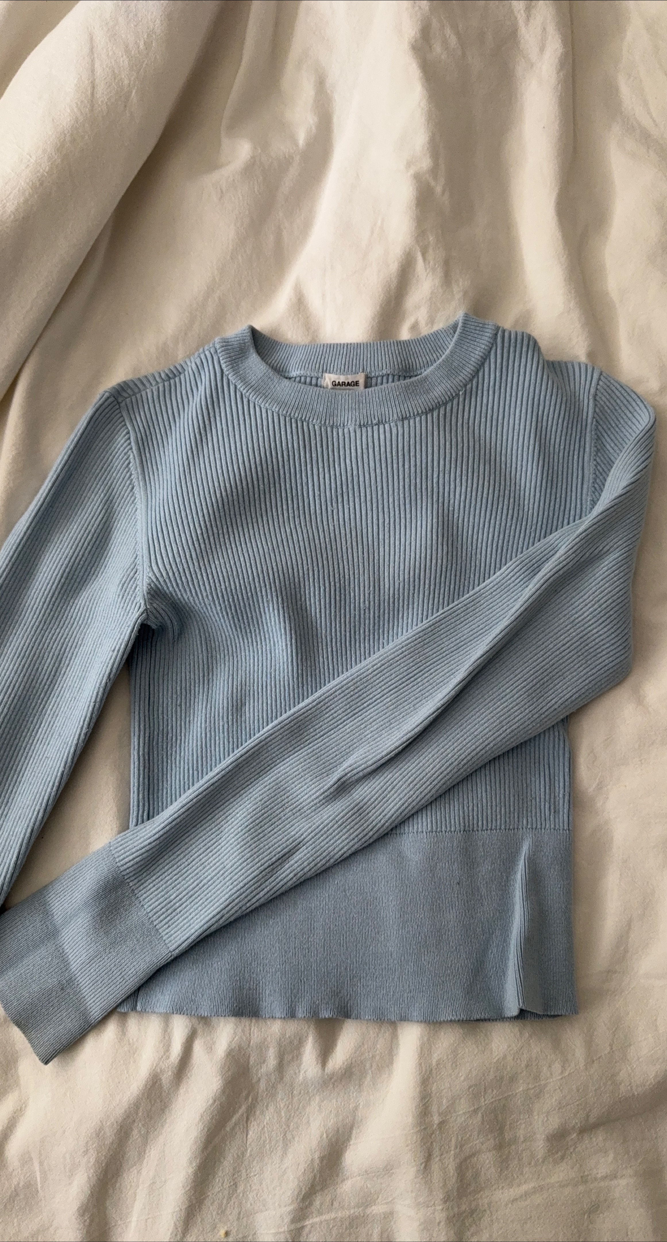 Garage Ribbed Long Sleeve Top - Blue thumbnail