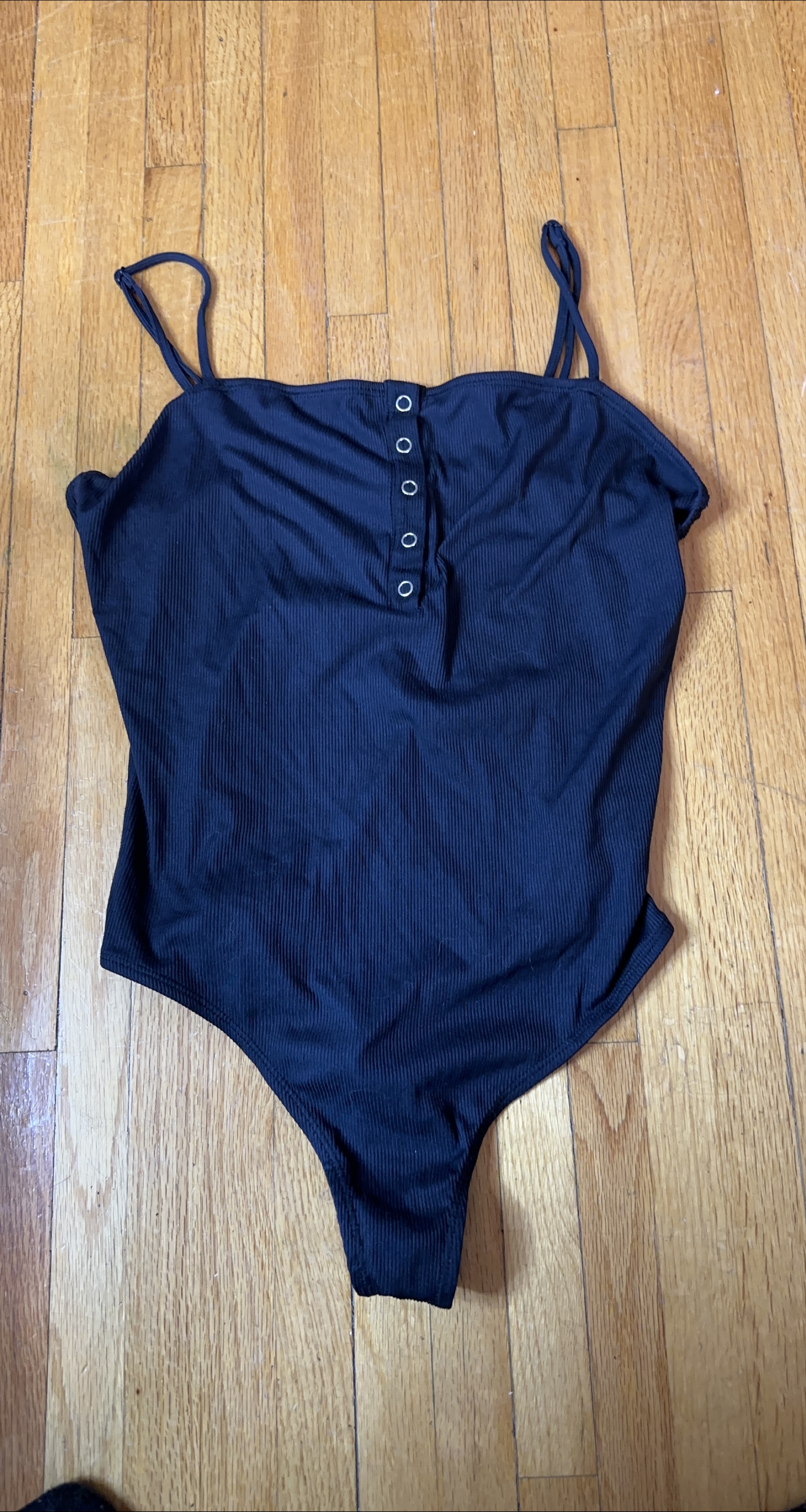 Ardene Black Ribbed Bodysuit - Size L/G thumbnail