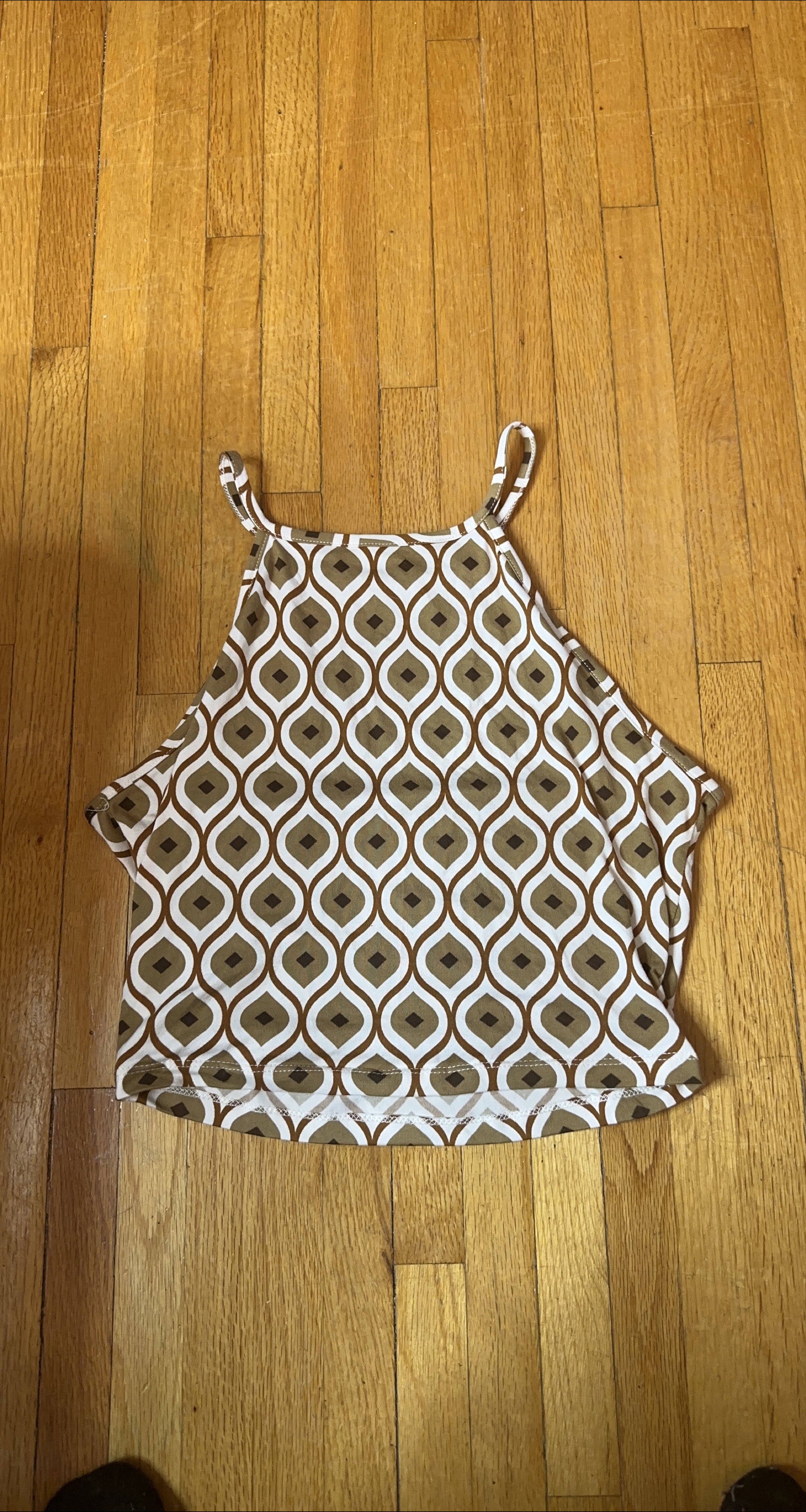 Patterned Tank Top - Brown & White thumbnail