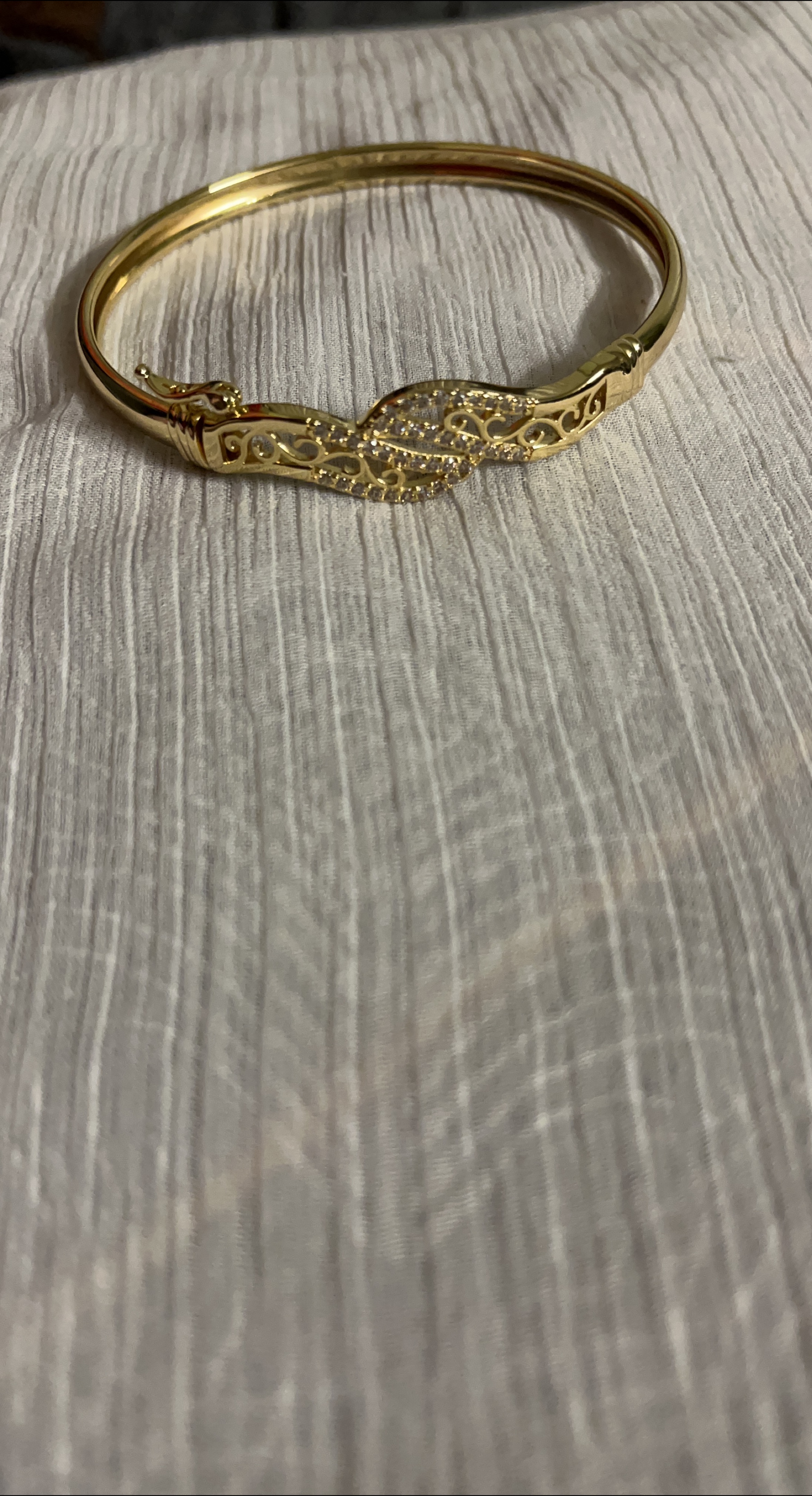 Gold Bangle Bracelet with Rhinestones - photo 4