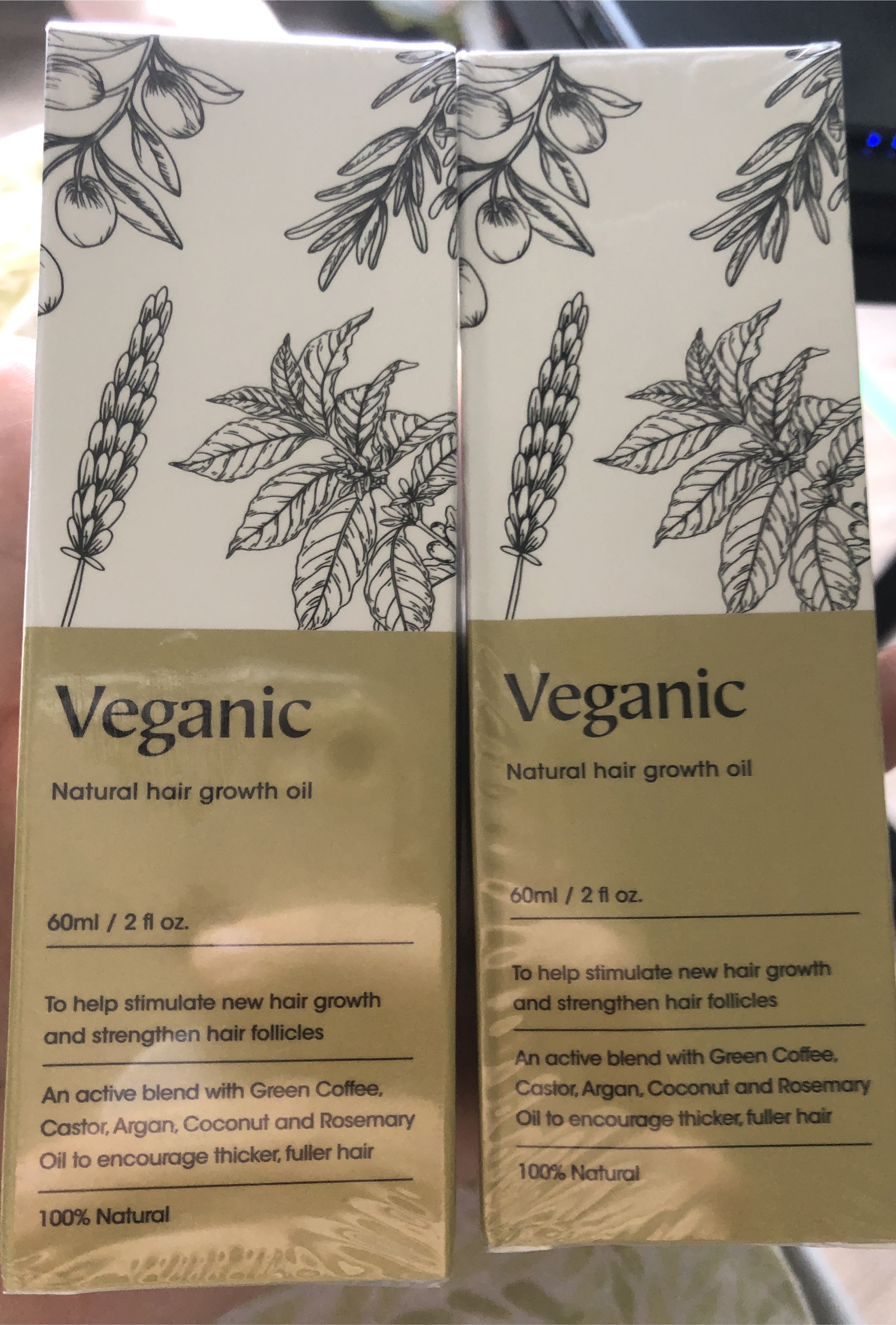 Veganic Natural Hair Growth Oil - 60ml / 2 fl oz.