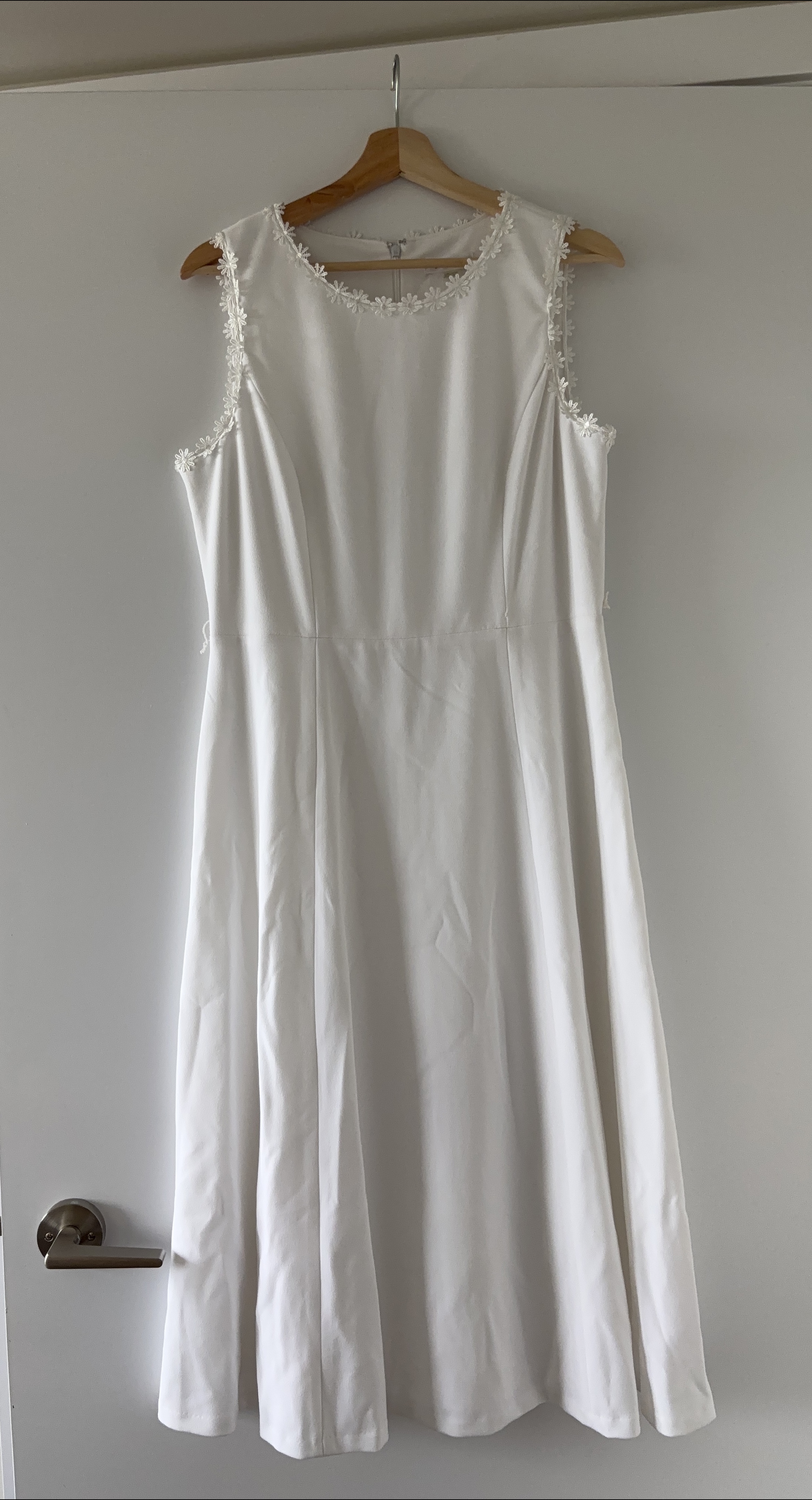 Calvin Klein size 12 White Dress with Lace Trim thumbnail