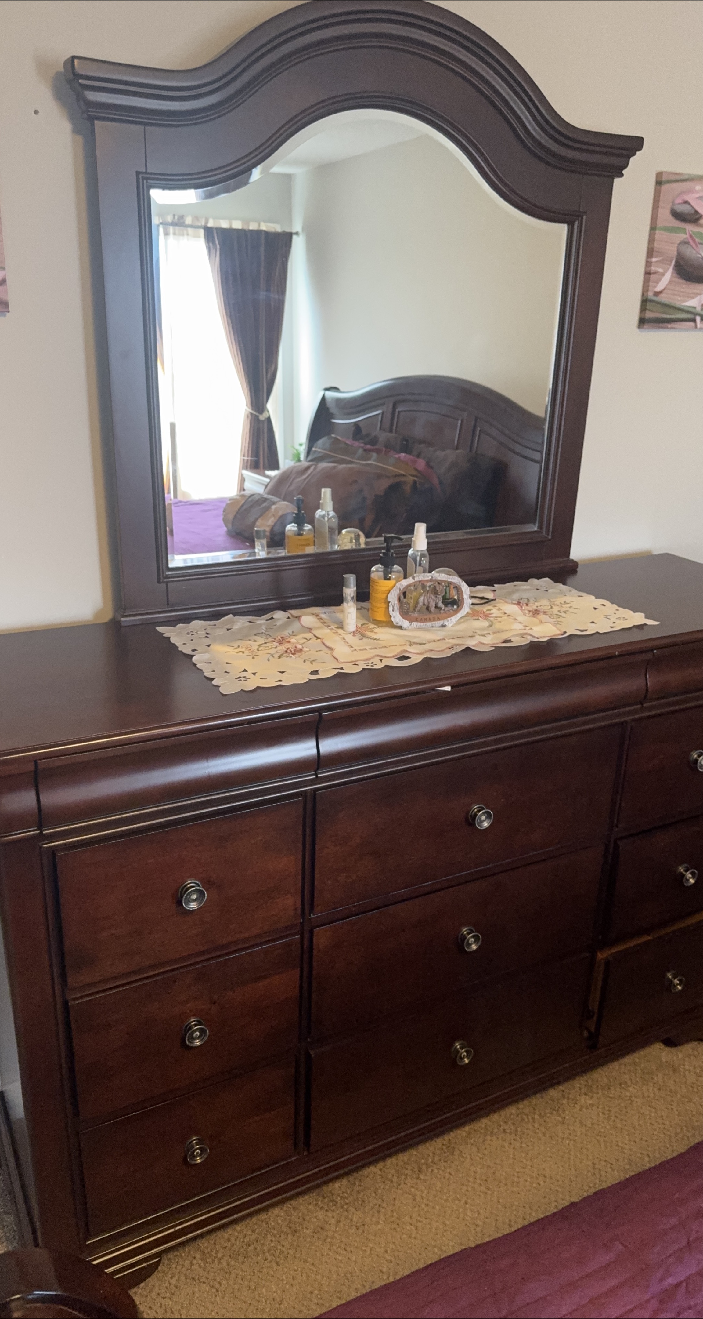 Dresser with Mirror - Cherry Wood thumbnail