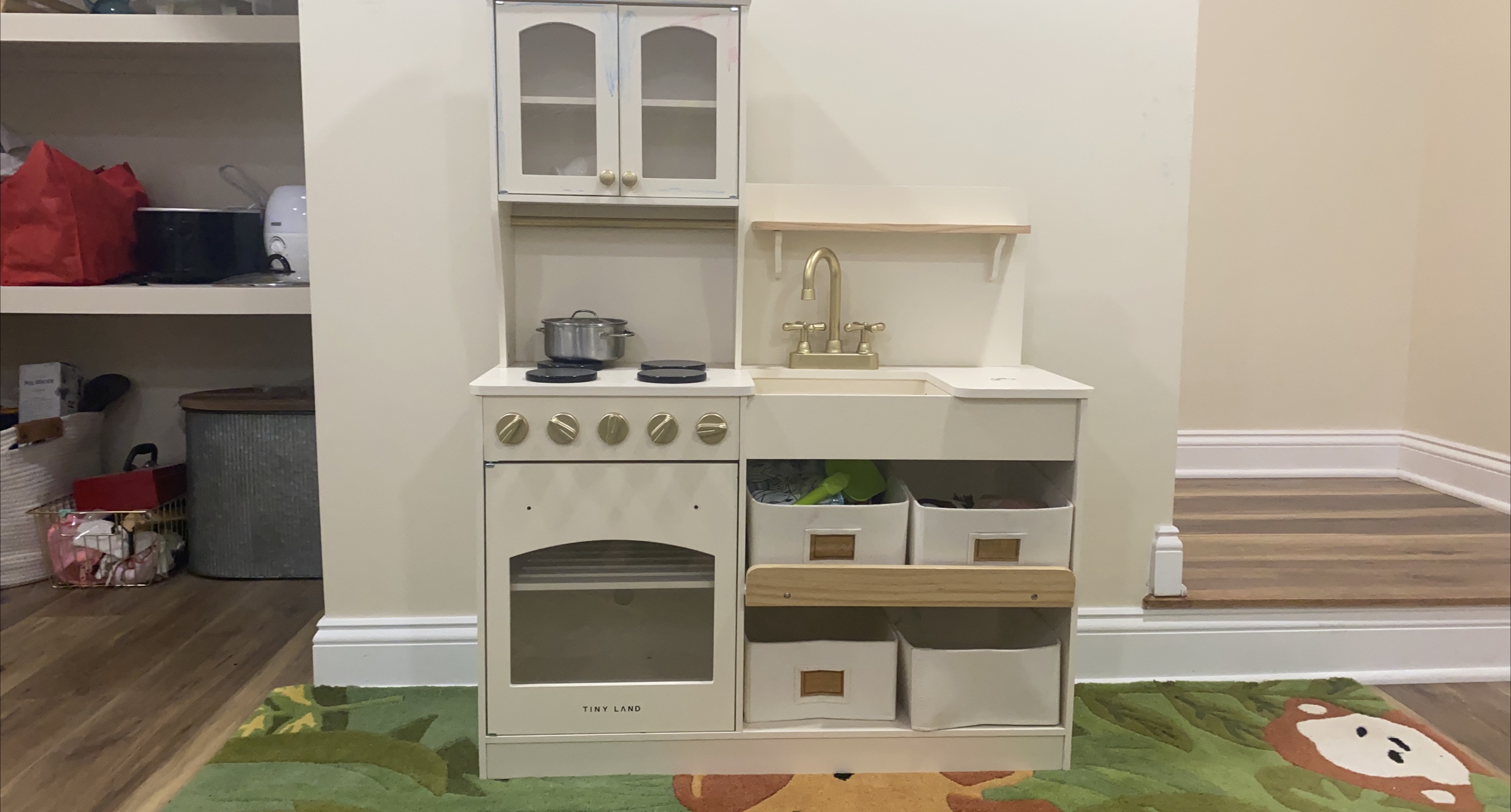 Tiny Land Kids Wooden Play Kitchen - Cream thumbnail