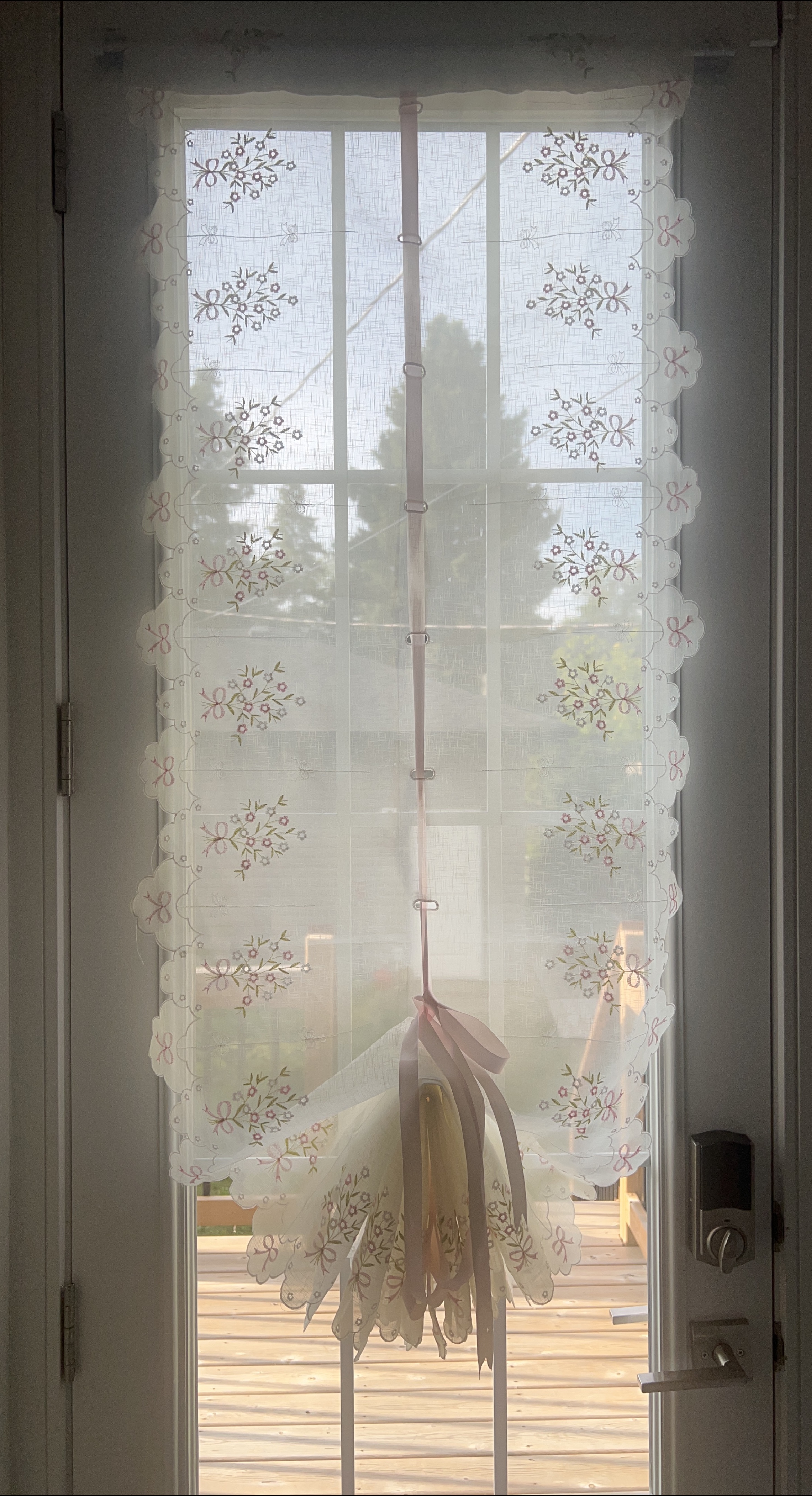 White Floral Embroidered Curtain thumbnail