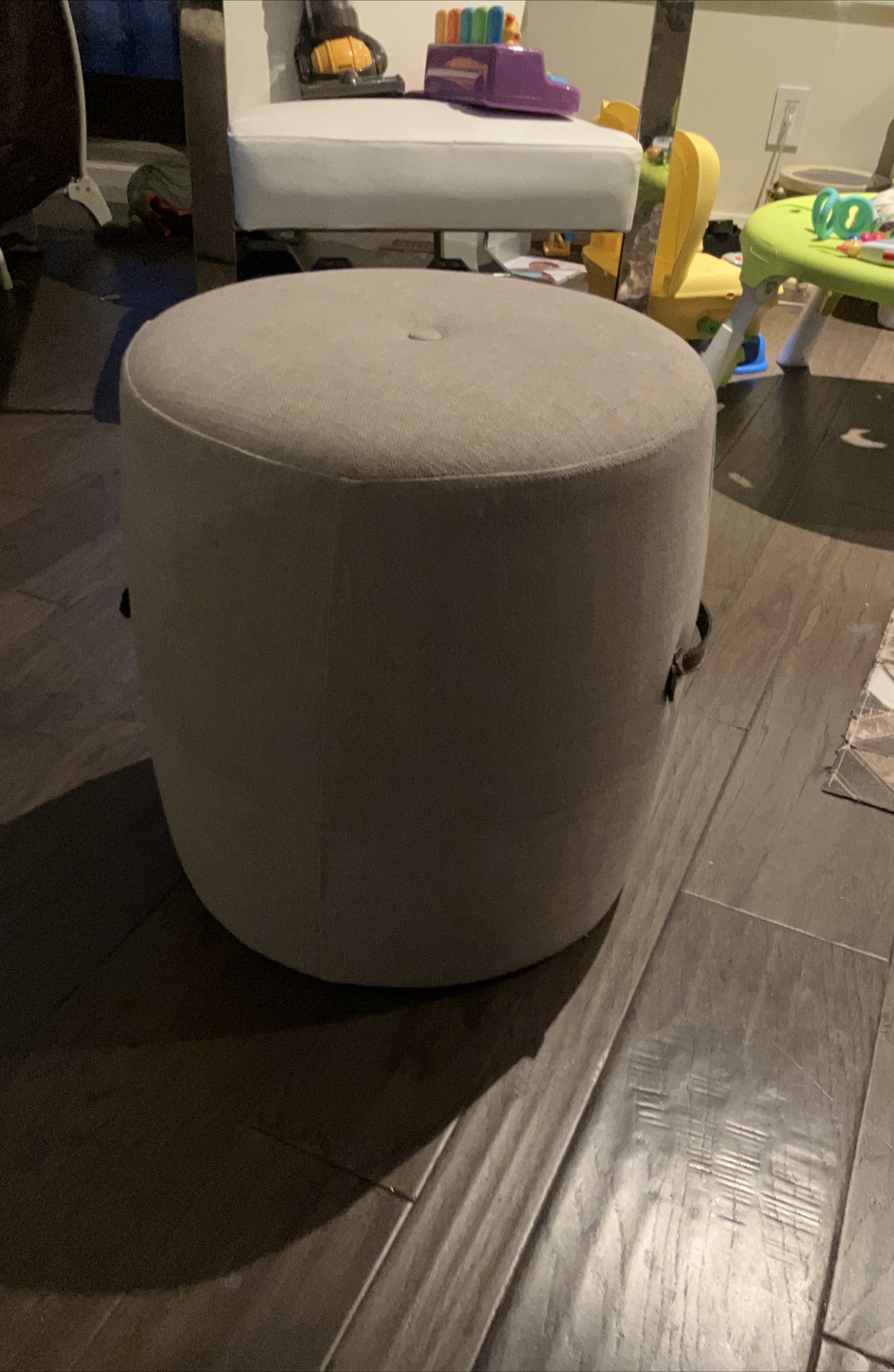 Round Storage Ottoman Pouf