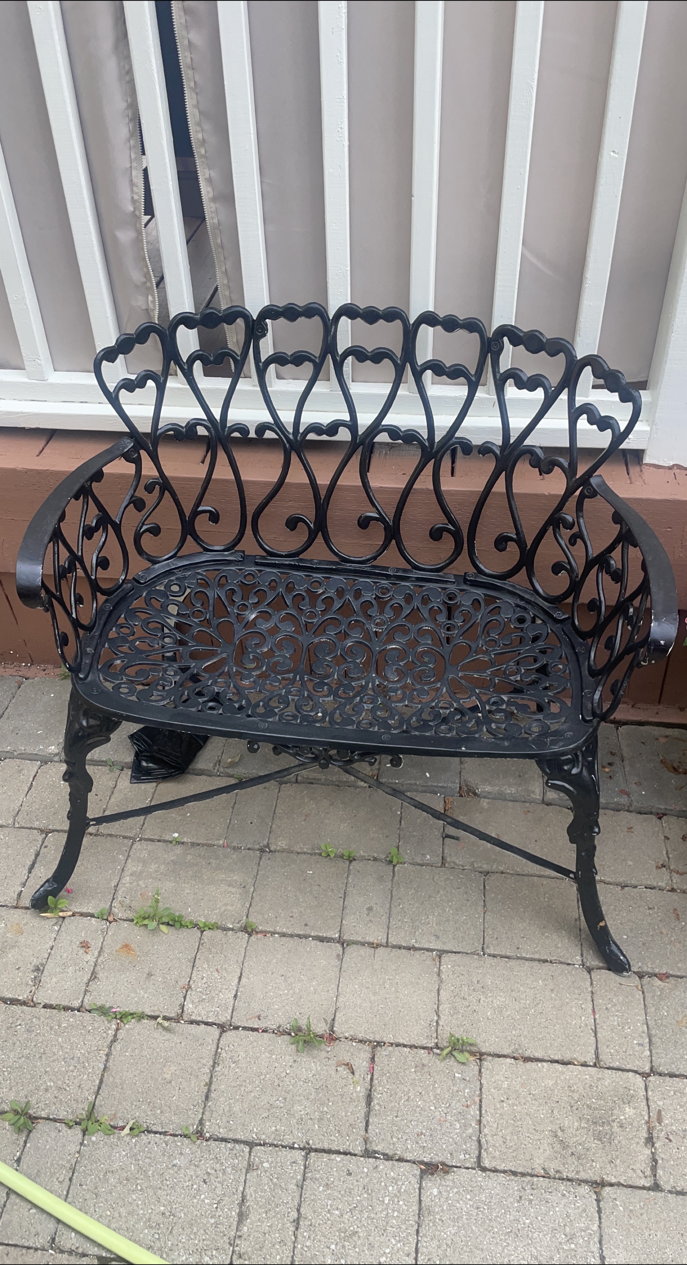 Black Metal Garden Bench thumbnail