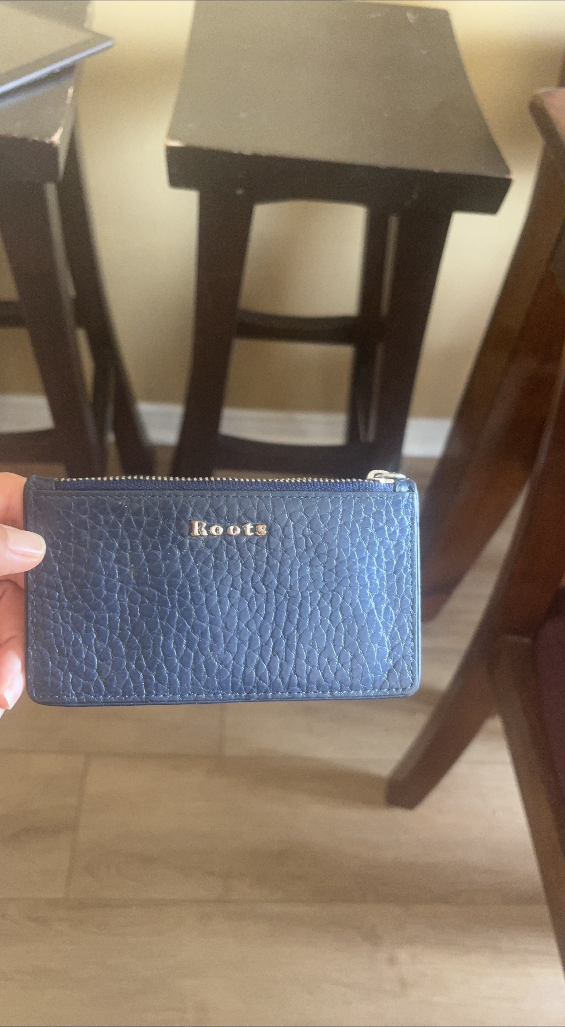 Roots Blue Leather Cardholder Wallet