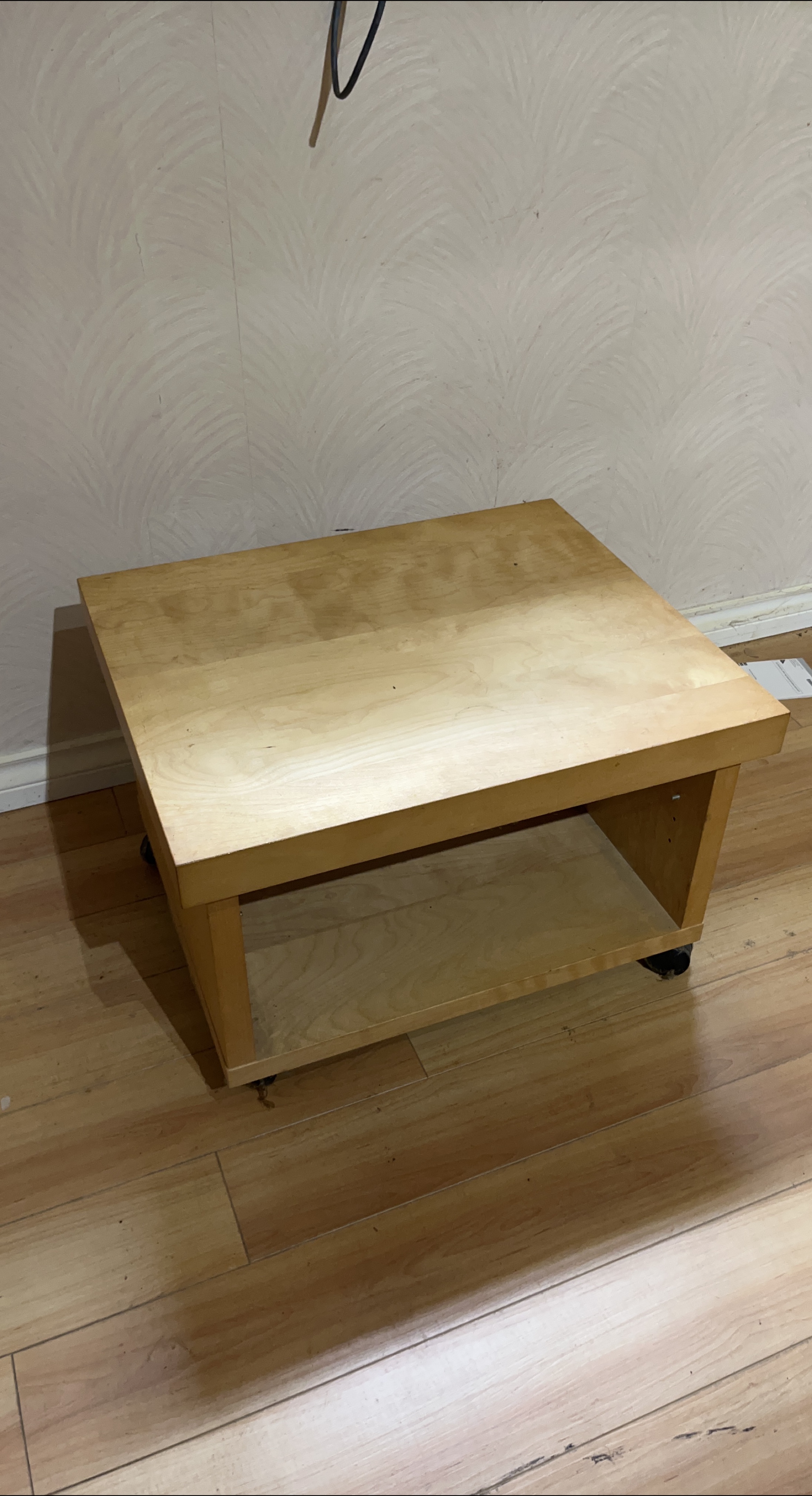 Light Wood Coffee Table with Wheels