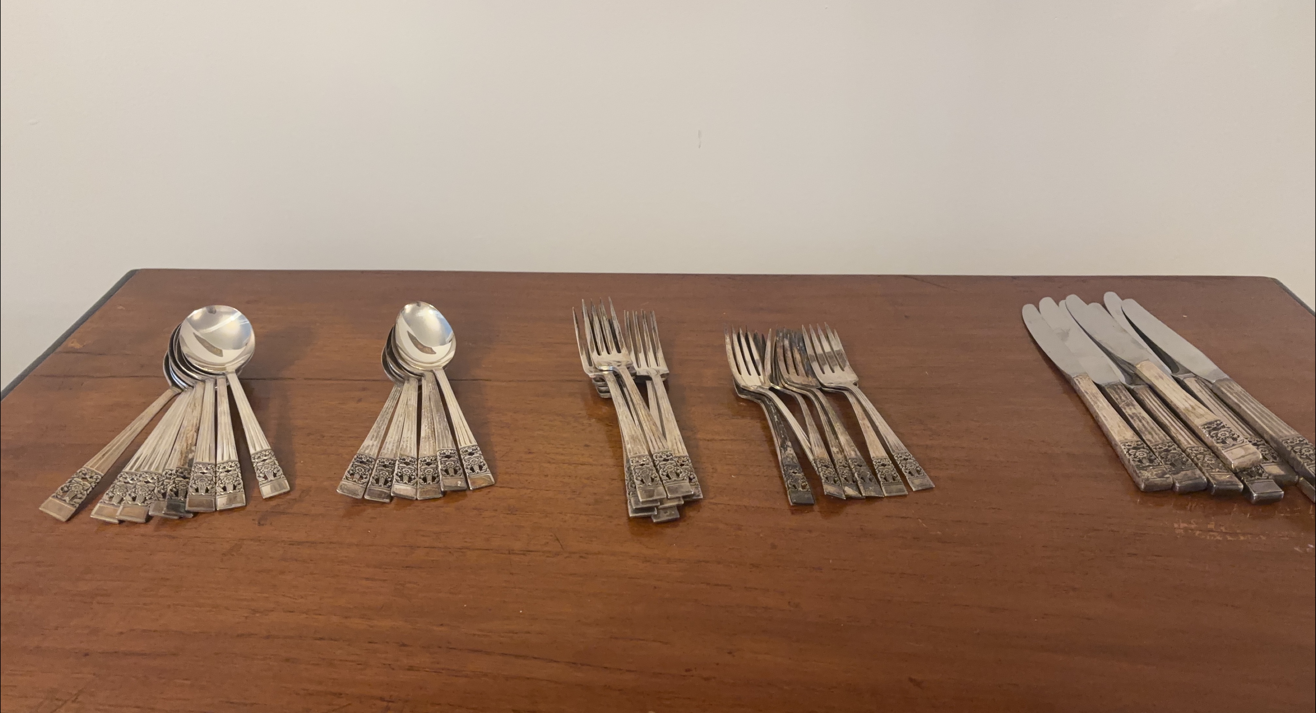 Vintage Silverware Set - Spoons, Forks, Knives thumbnail