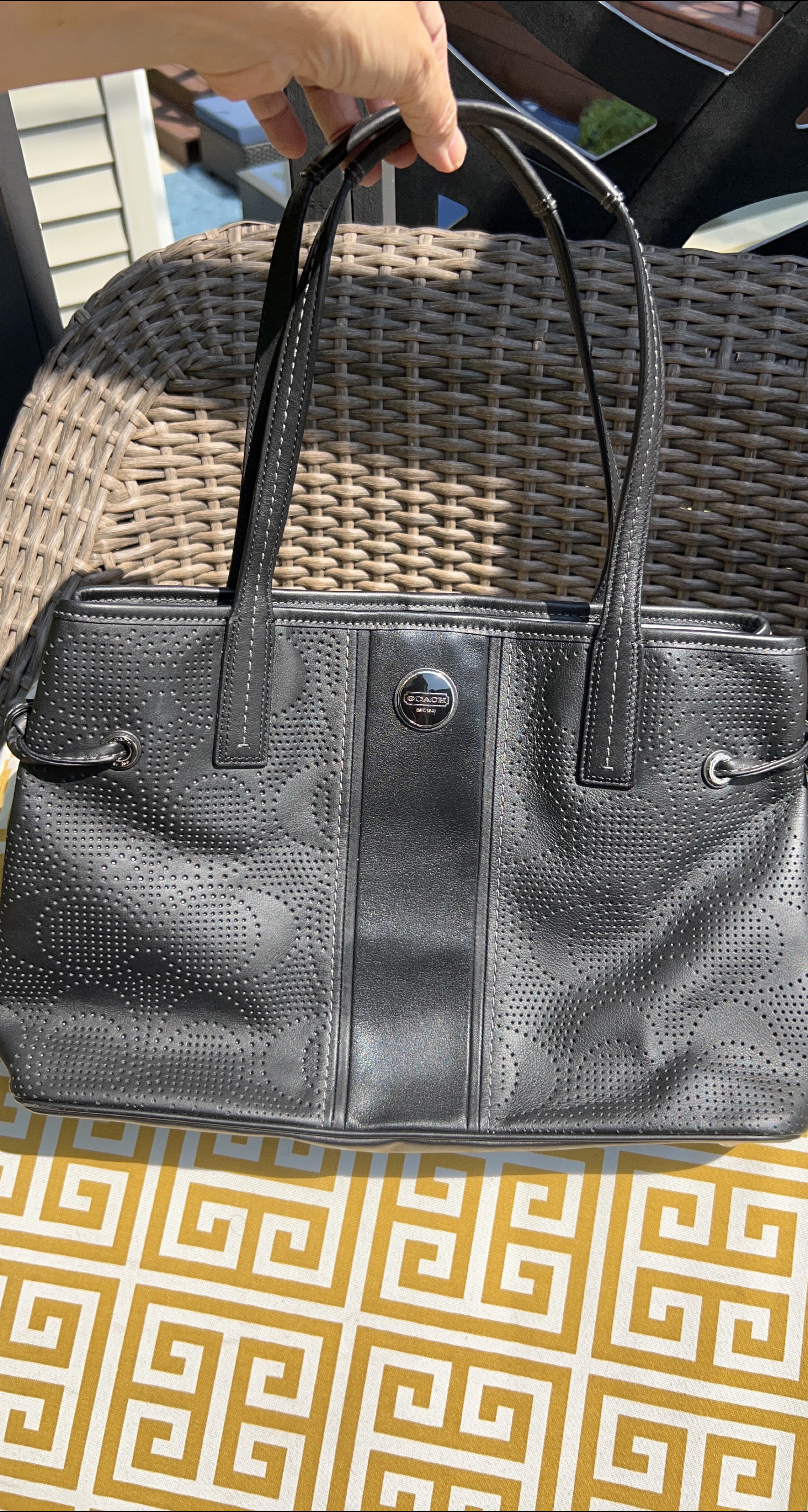 Coach Black Leather Tote Bag thumbnail