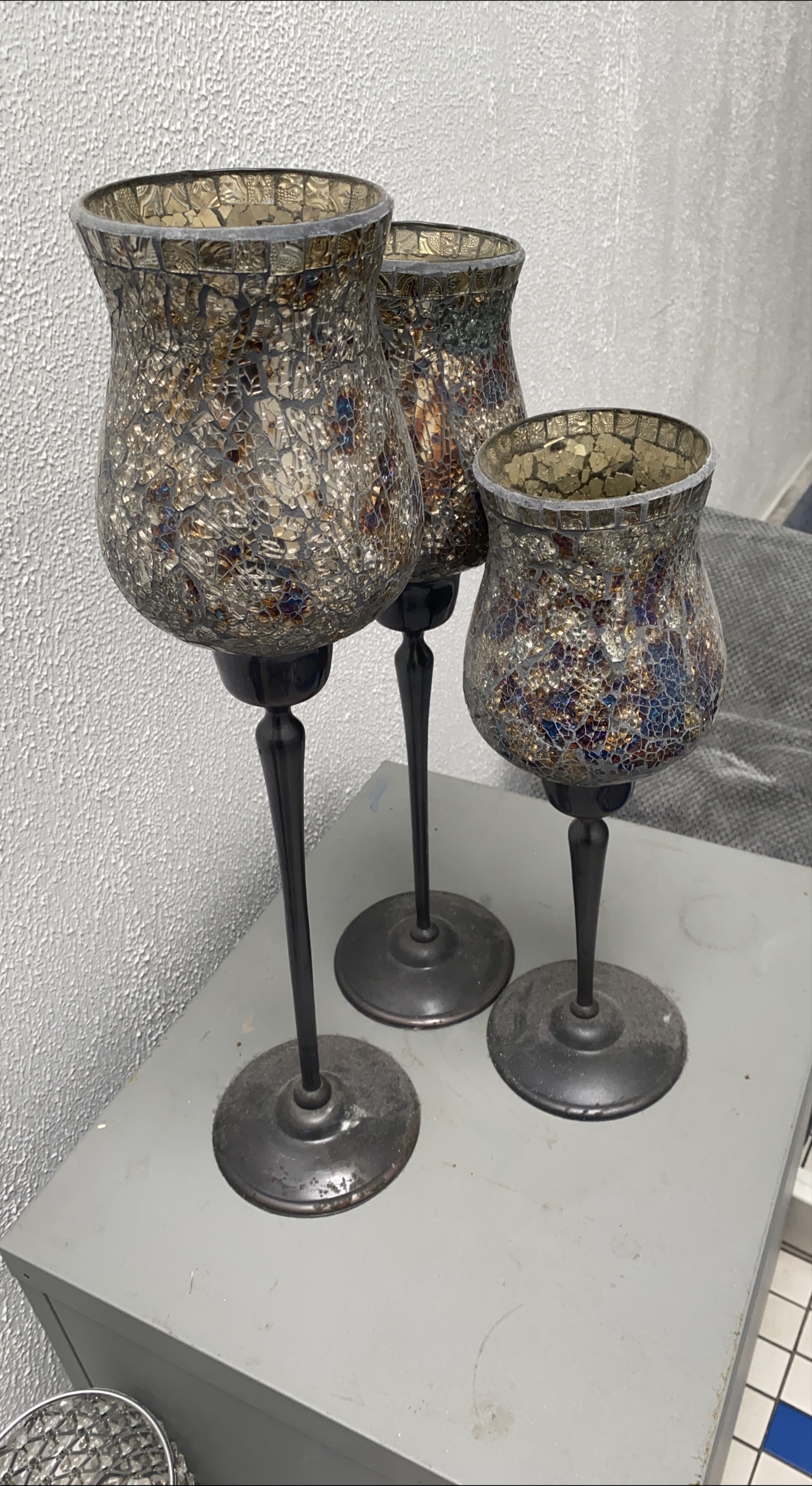 Mosaic Glass Candle Holders - Set of 3 thumbnail