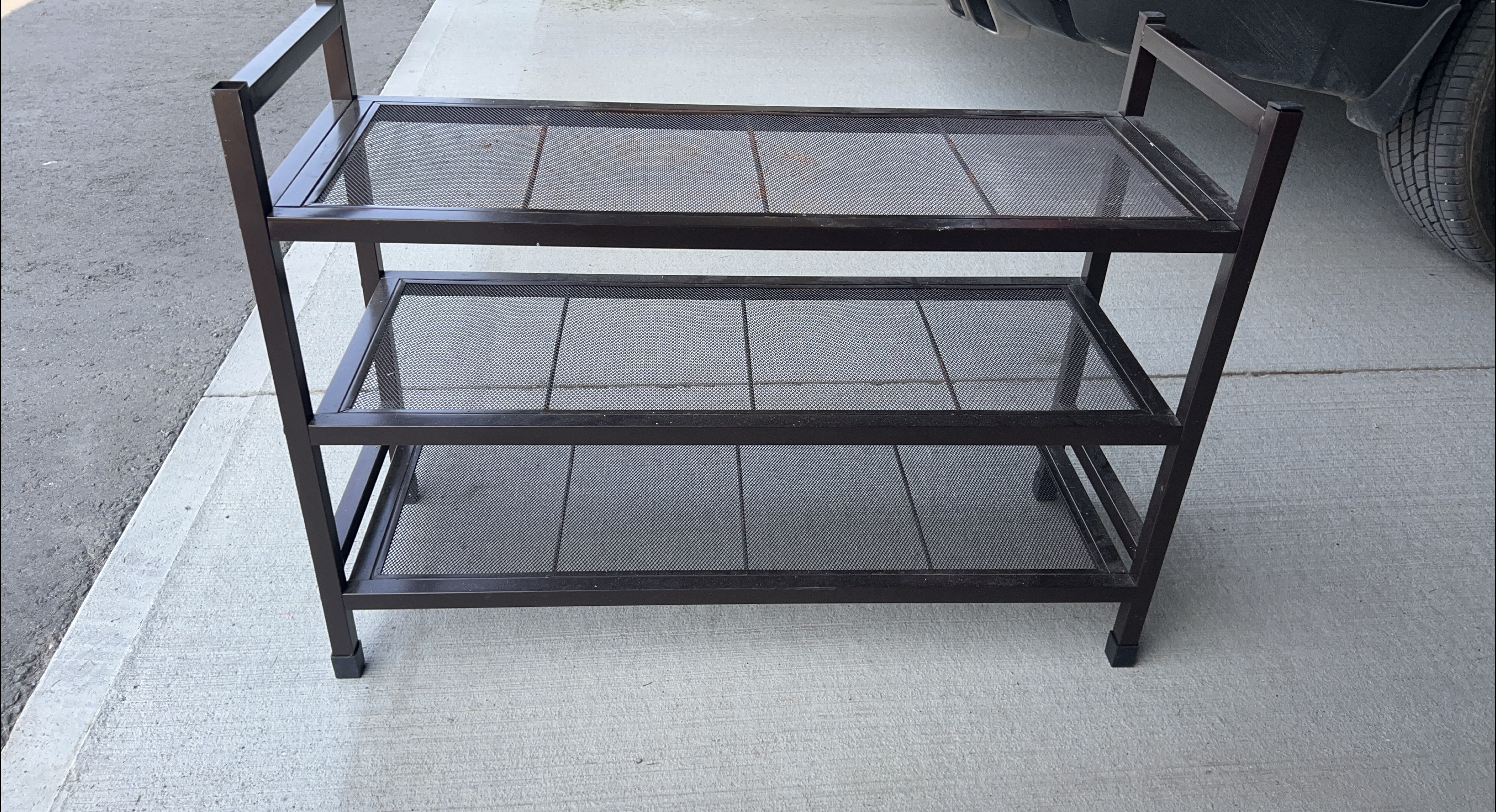 3-Tier Metal Mesh Shelf - Brown