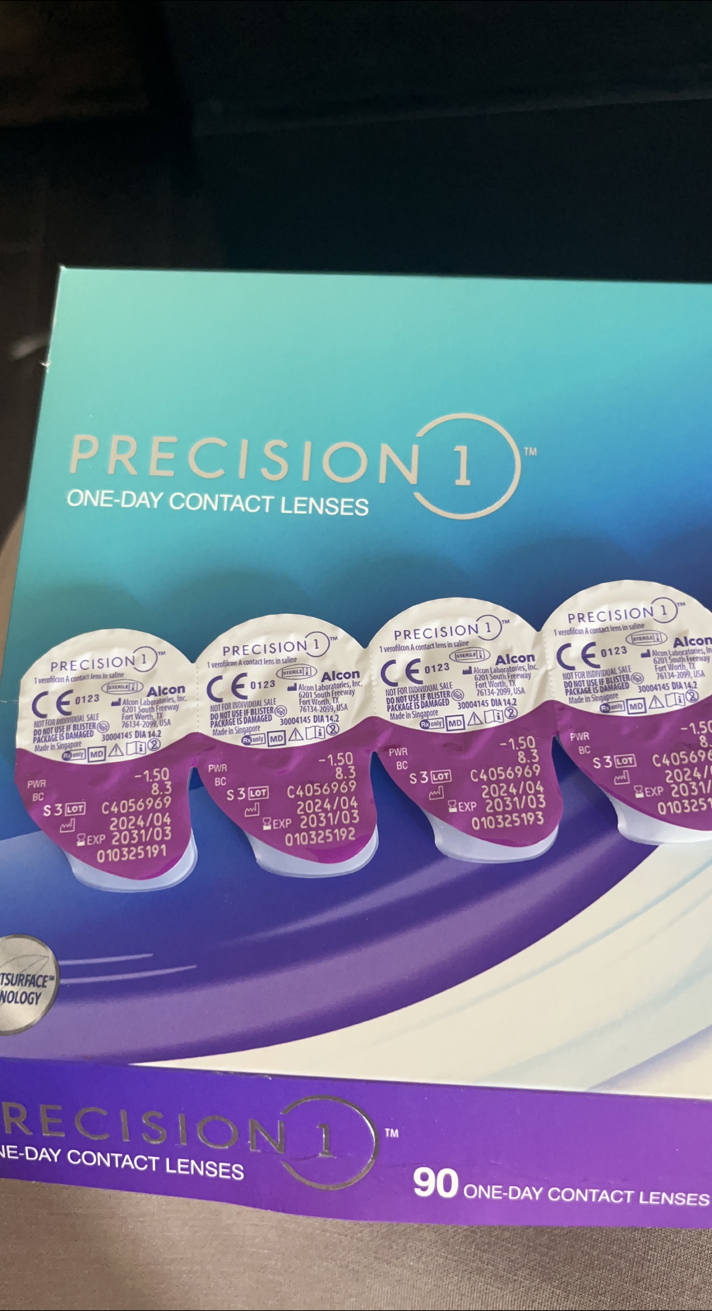Alcon Precision 1 One-Day Contact Lenses -1.50 (80 pieces)