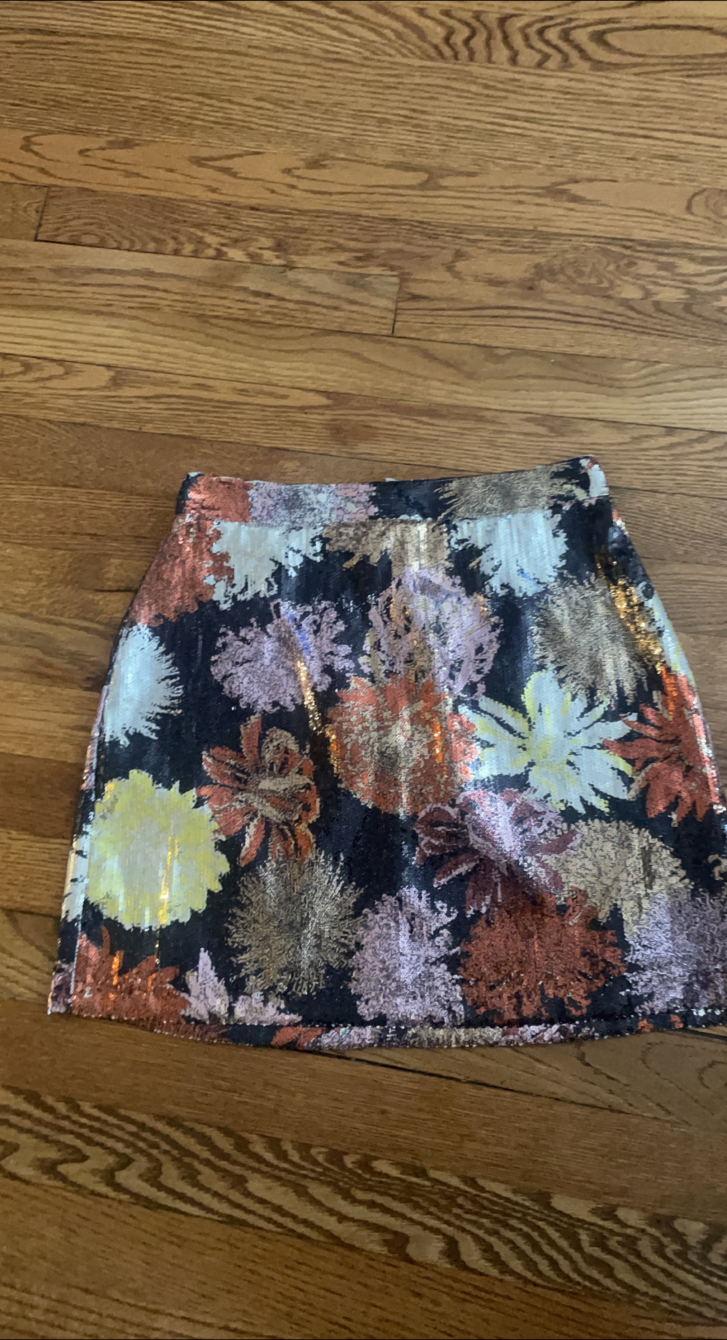 Zara Basic Sequin Floral Mini Skirt - Size S thumbnail