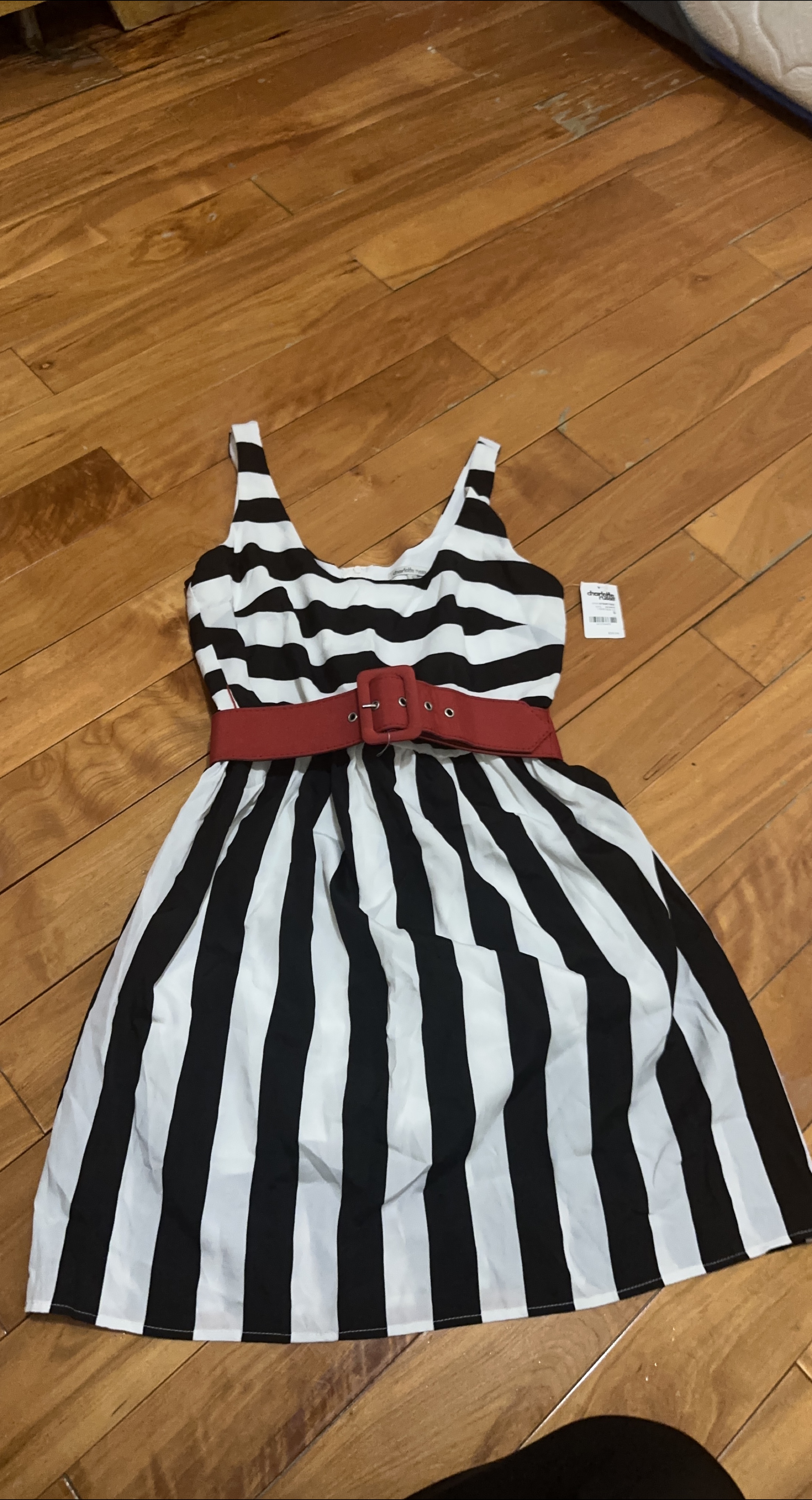 Charlotte Russe Striped Dress with Red Belt