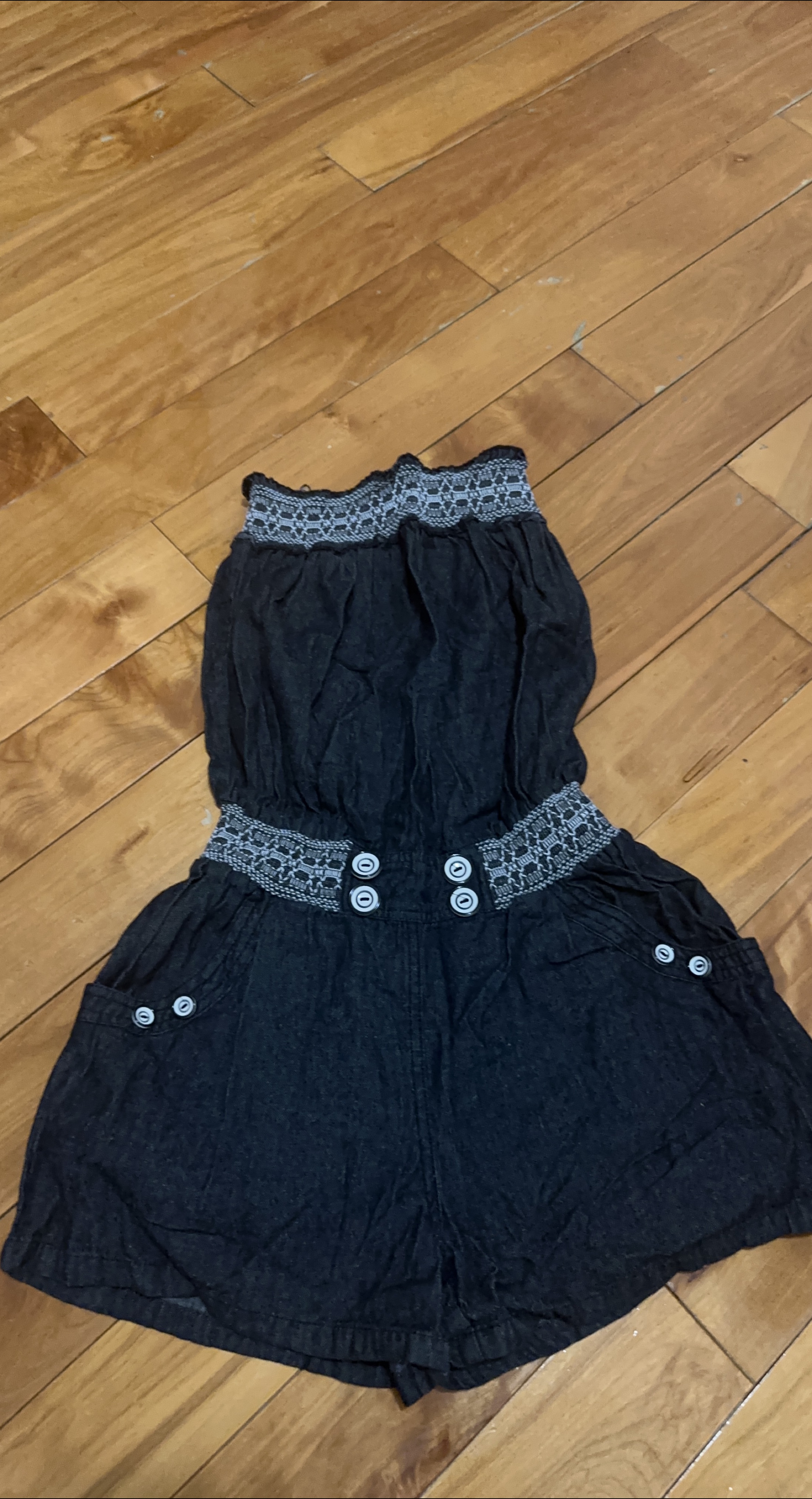 Black Romper with Buttons