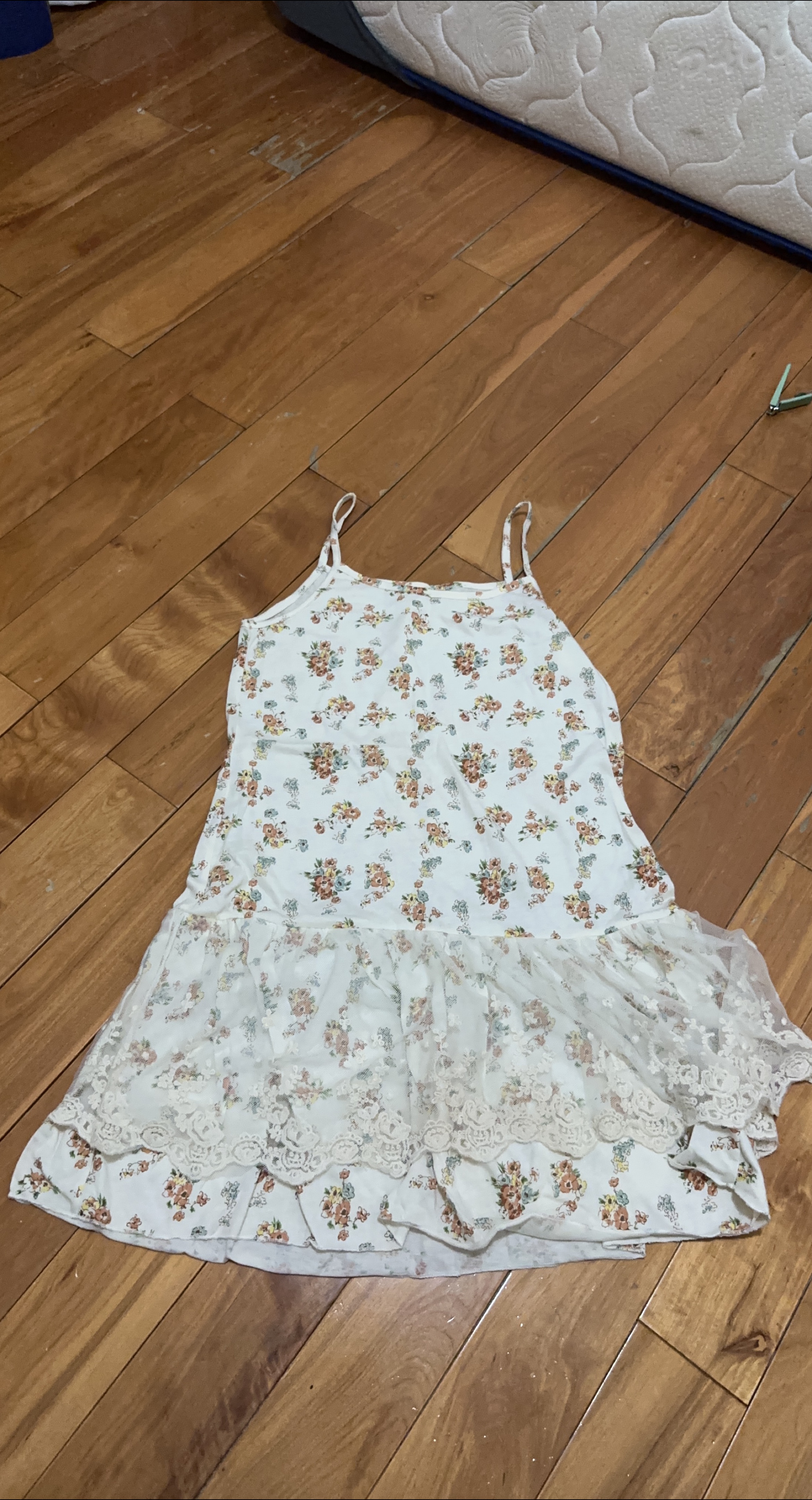 Floral Print Dress with Lace Trim