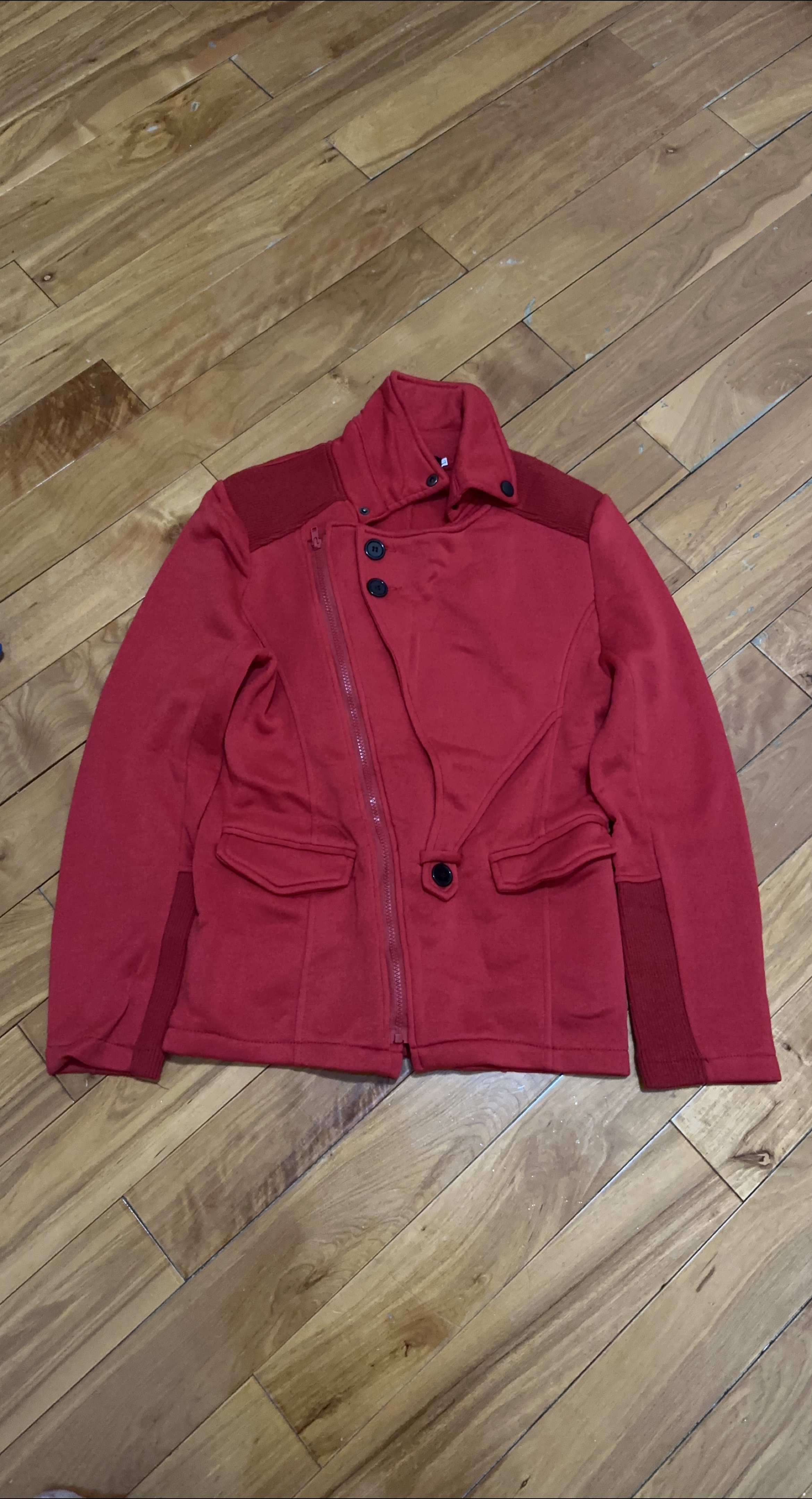 Red Asymmetrical Zip Jacket