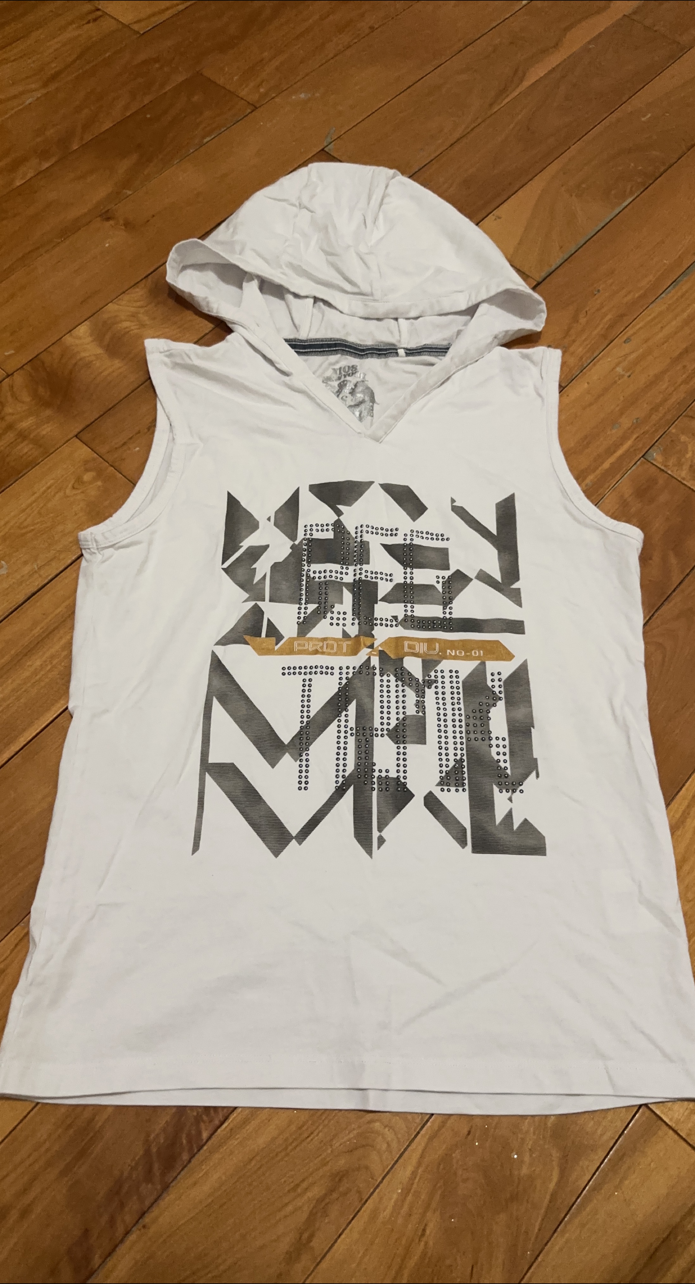 White Sleeveless Hoodie Shirt