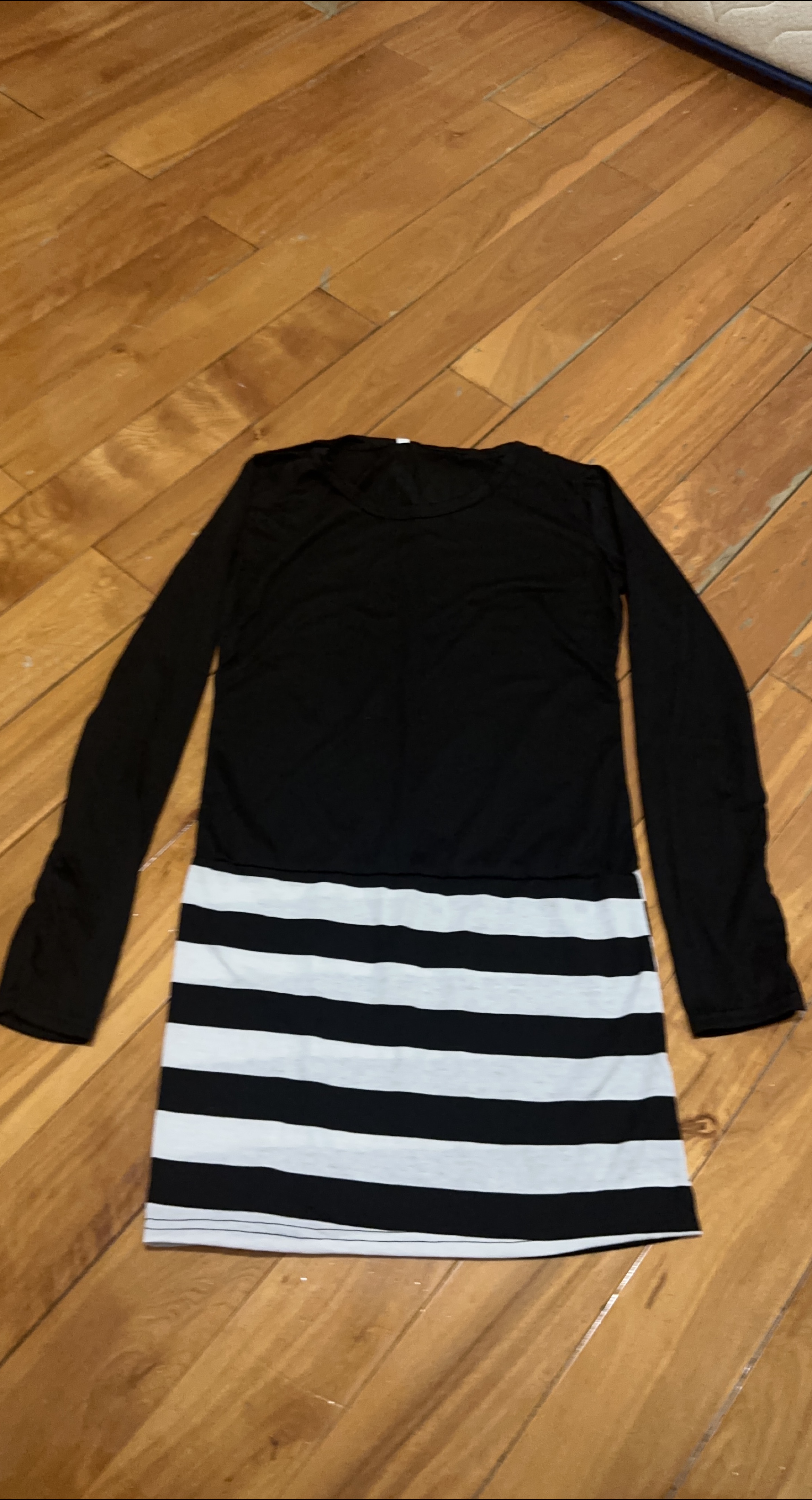 Black & White Striped Long Sleeve Dress