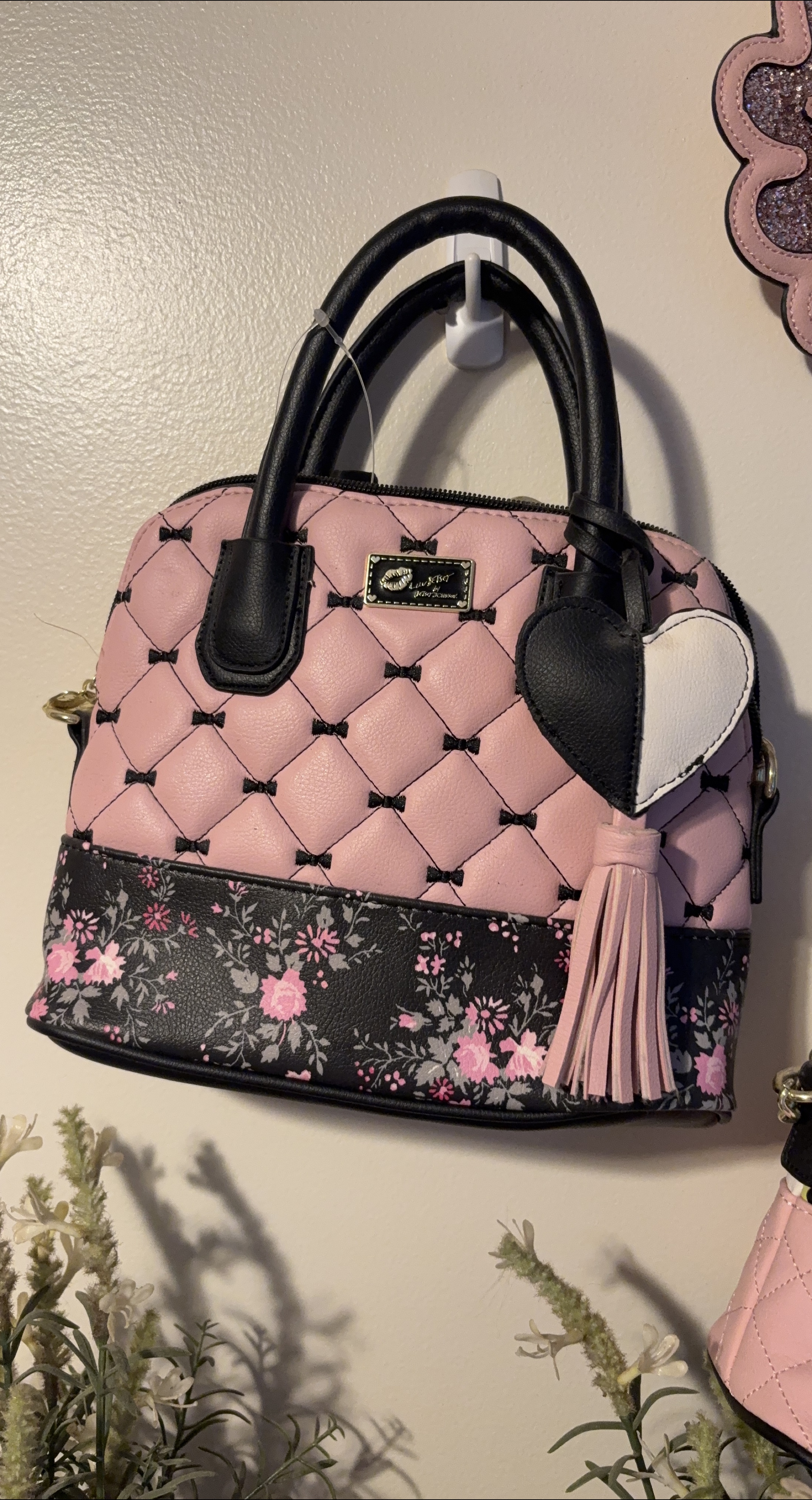 Betsey Johnson Pink Quilted Satchel